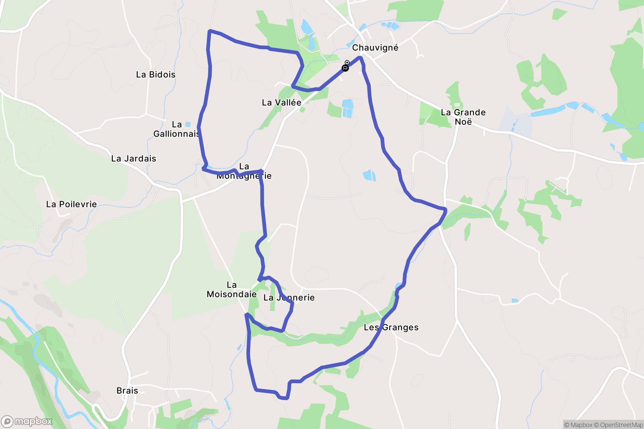 Chauvigné : carte du parcours de randonnée - France