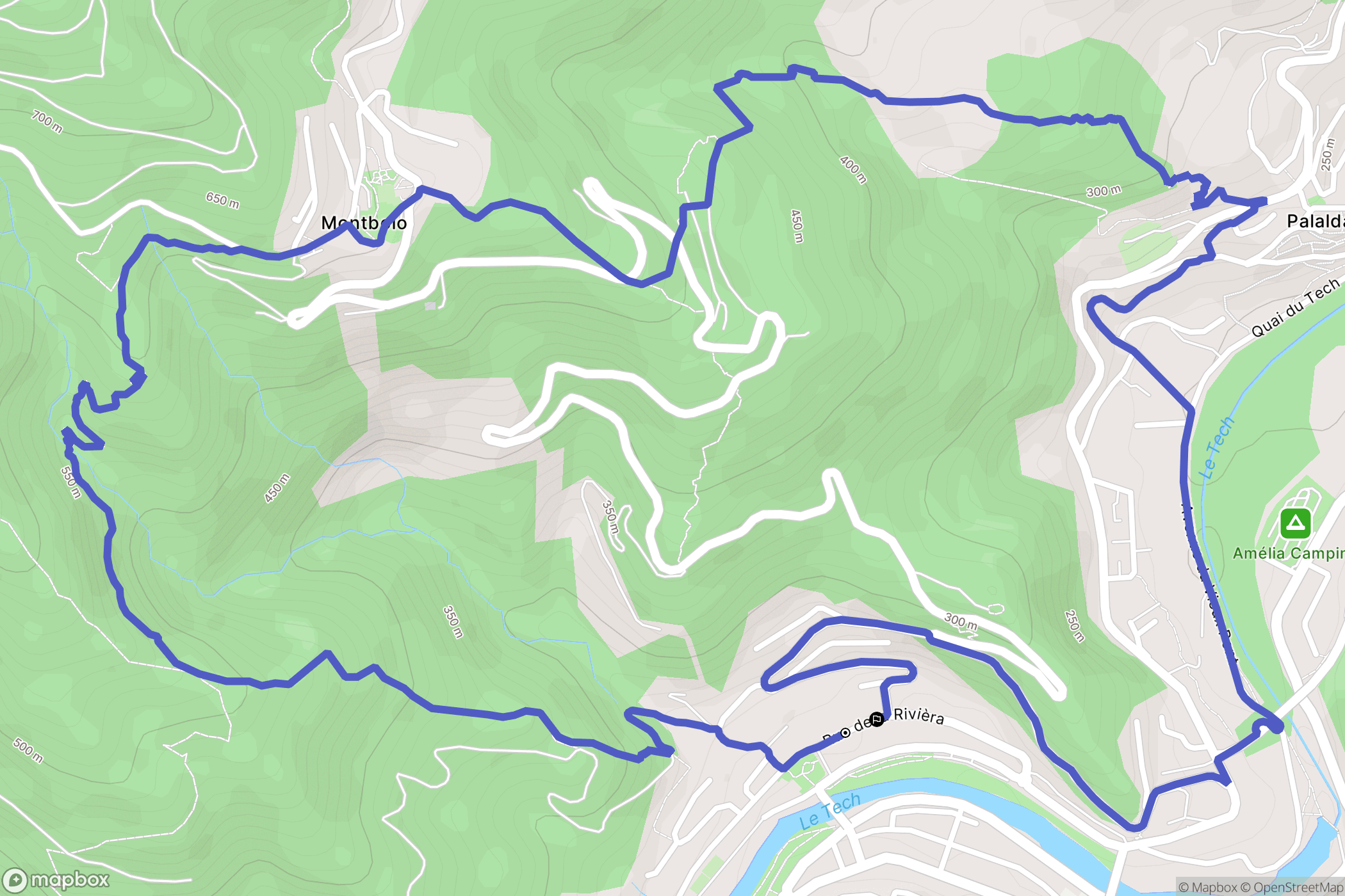 Amélie-les-Bains-Palalda : carte du parcours de randonnée - France