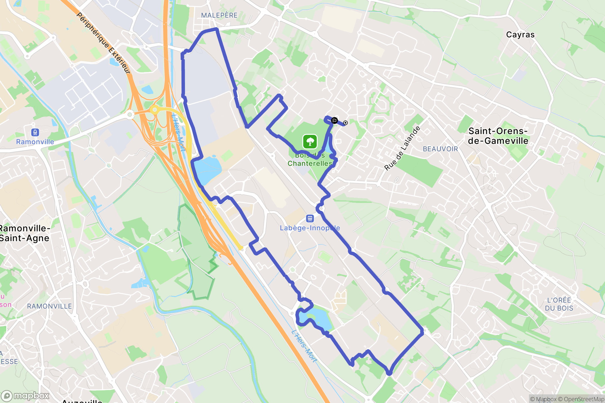 Saint-Orens-de-Gameville : carte du parcours de randonnée - France