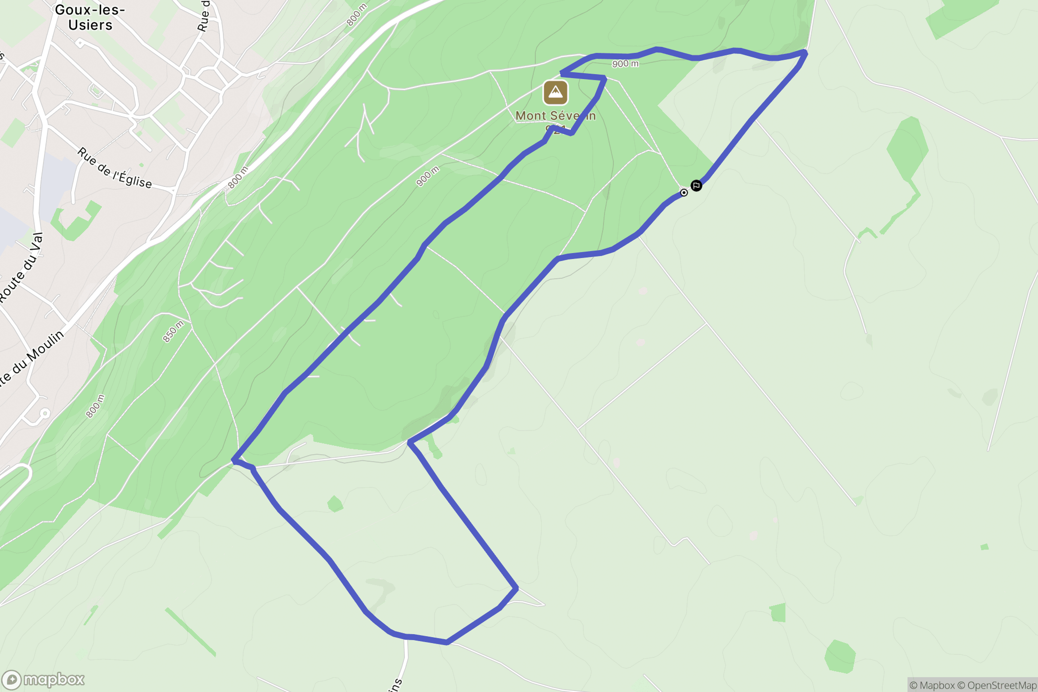 Val-d'Usiers : carte du parcours de randonnée - France