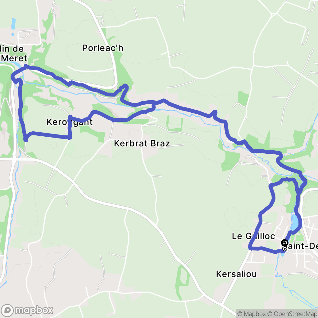 Saint-Derrien : carte du parcours de randonnée - France