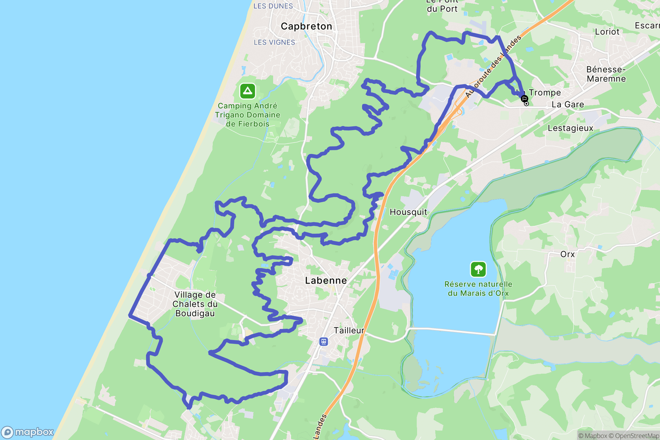 Bénesse-Maremne : carte du parcours de randonnée - France