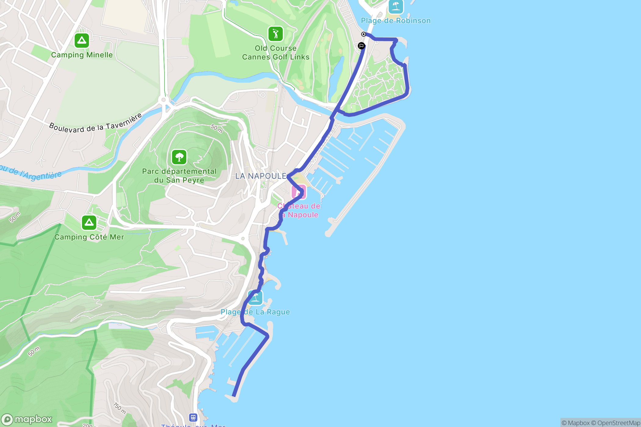 Mandelieu-la-Napoule : carte du parcours de randonnée - France