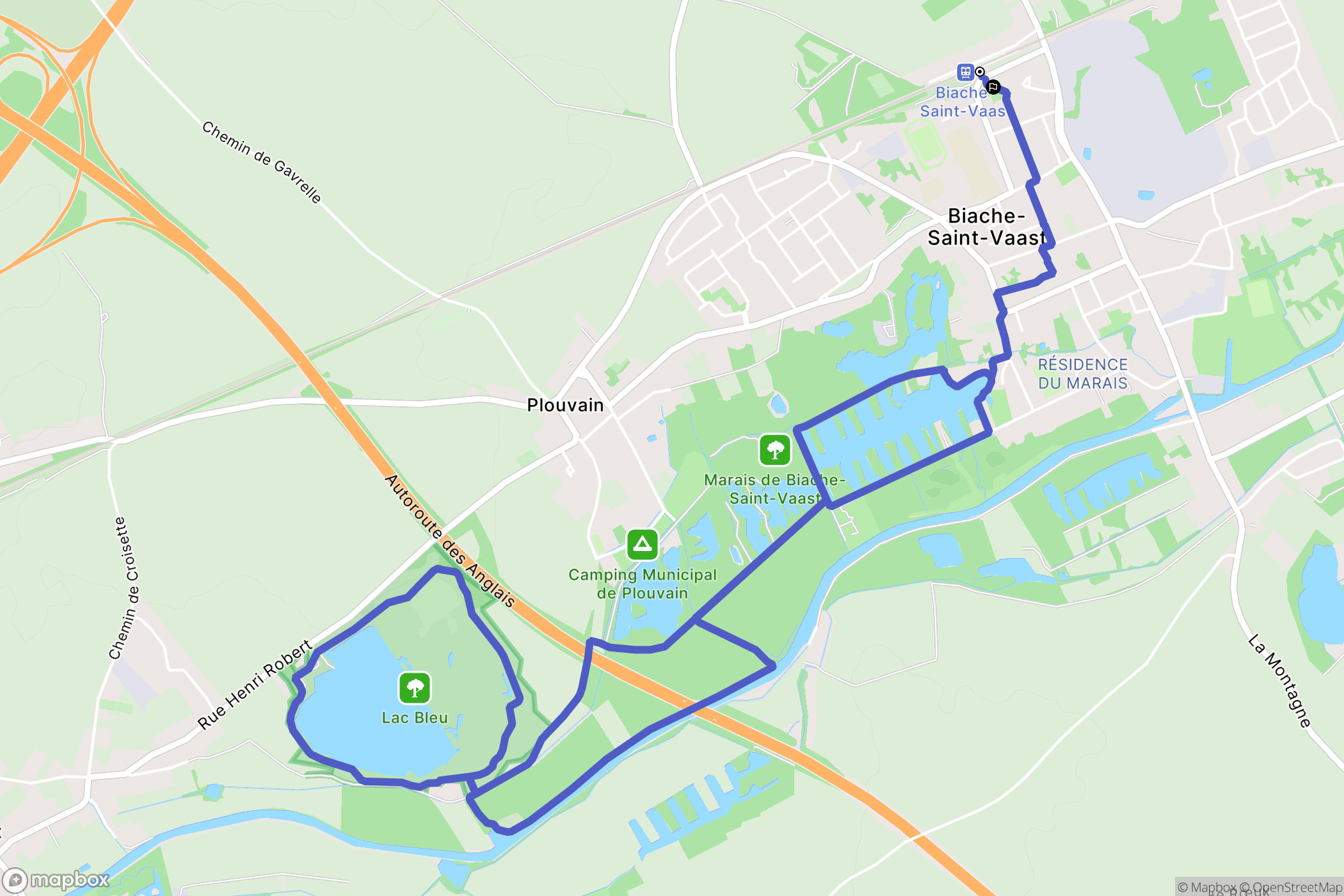 Biache-Saint-Vaast : carte du parcours de randonnée - France