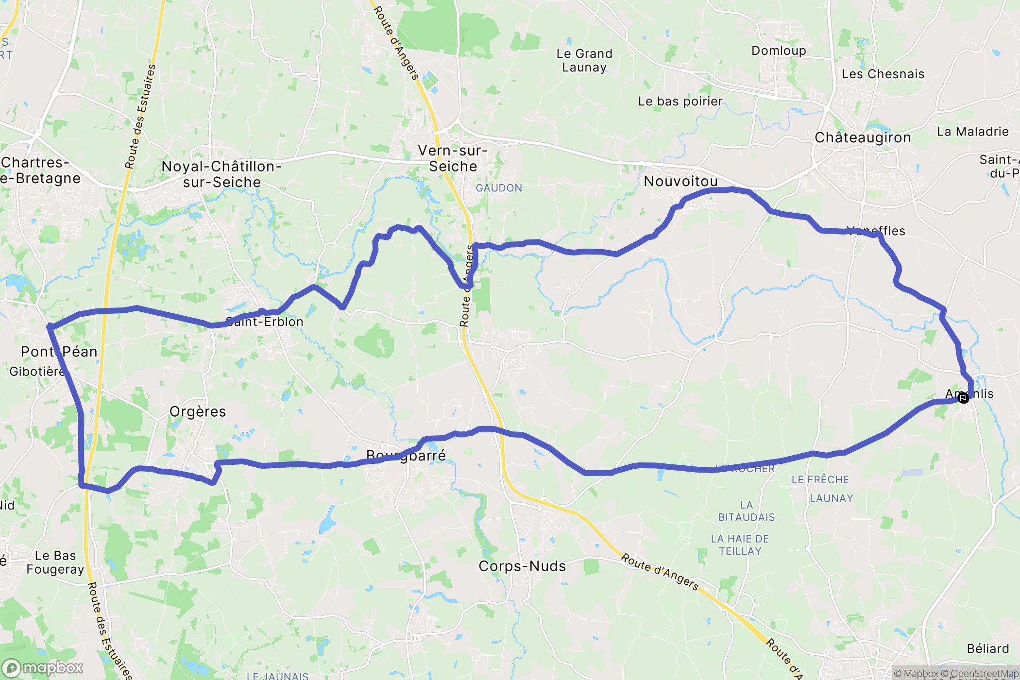 Amanlis : carte du parcours de randonnée - France