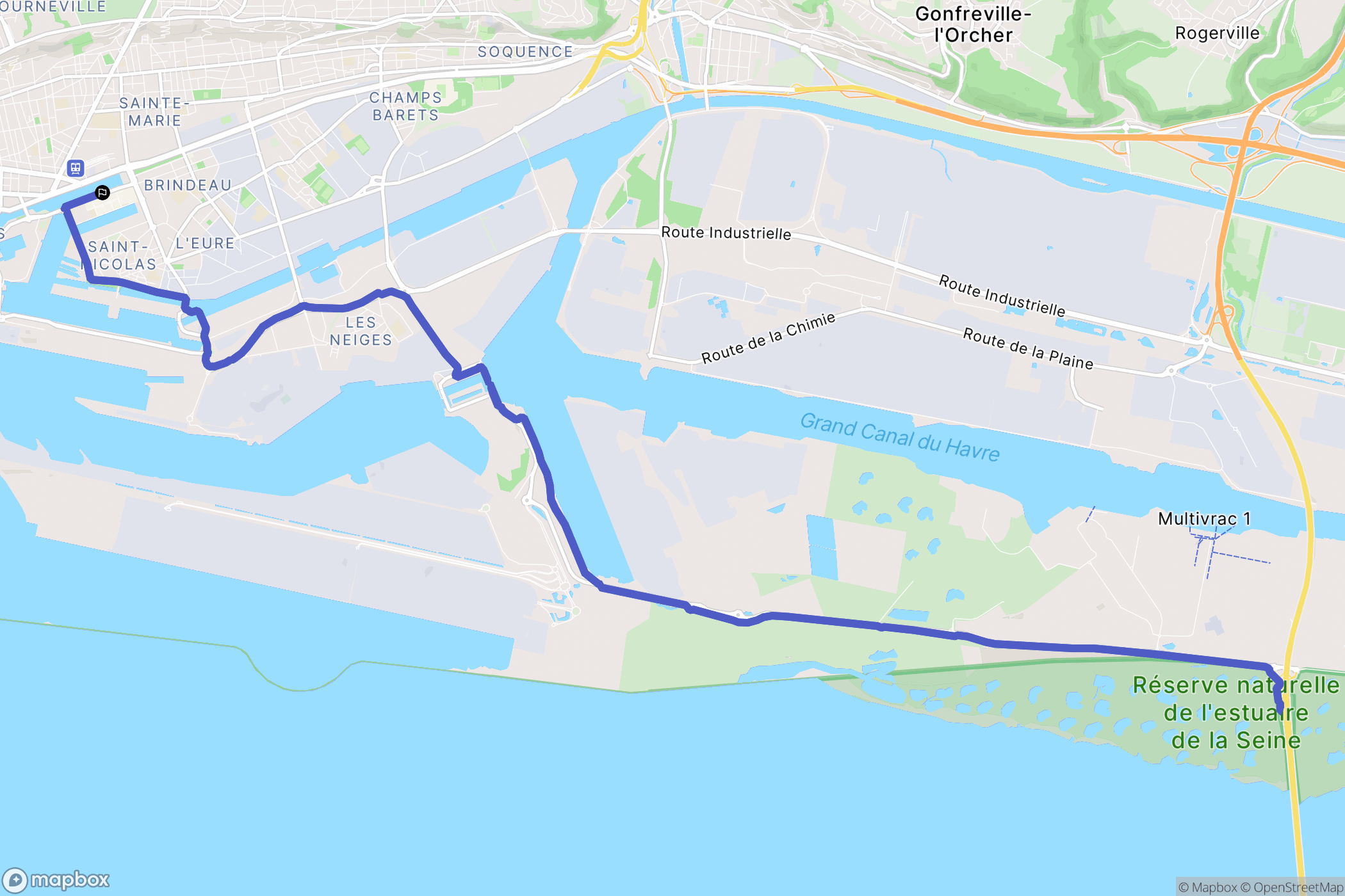 Le Havre : carte du parcours de randonnée - France