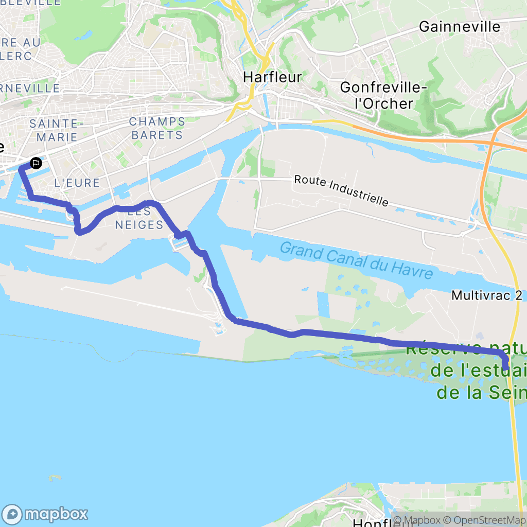 Le Havre : carte du parcours de randonnée - France