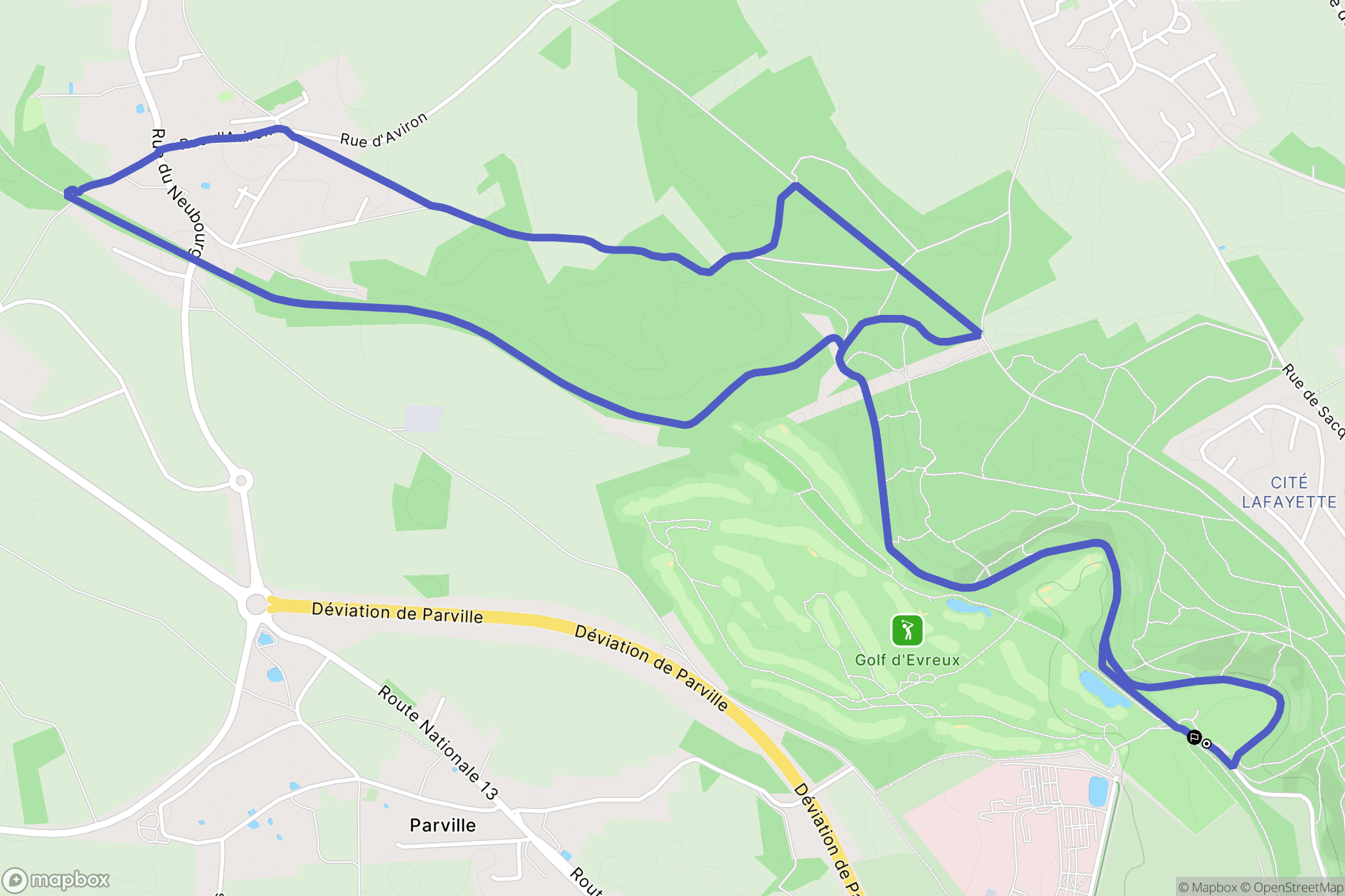 Évreux : carte du parcours de randonnée - France