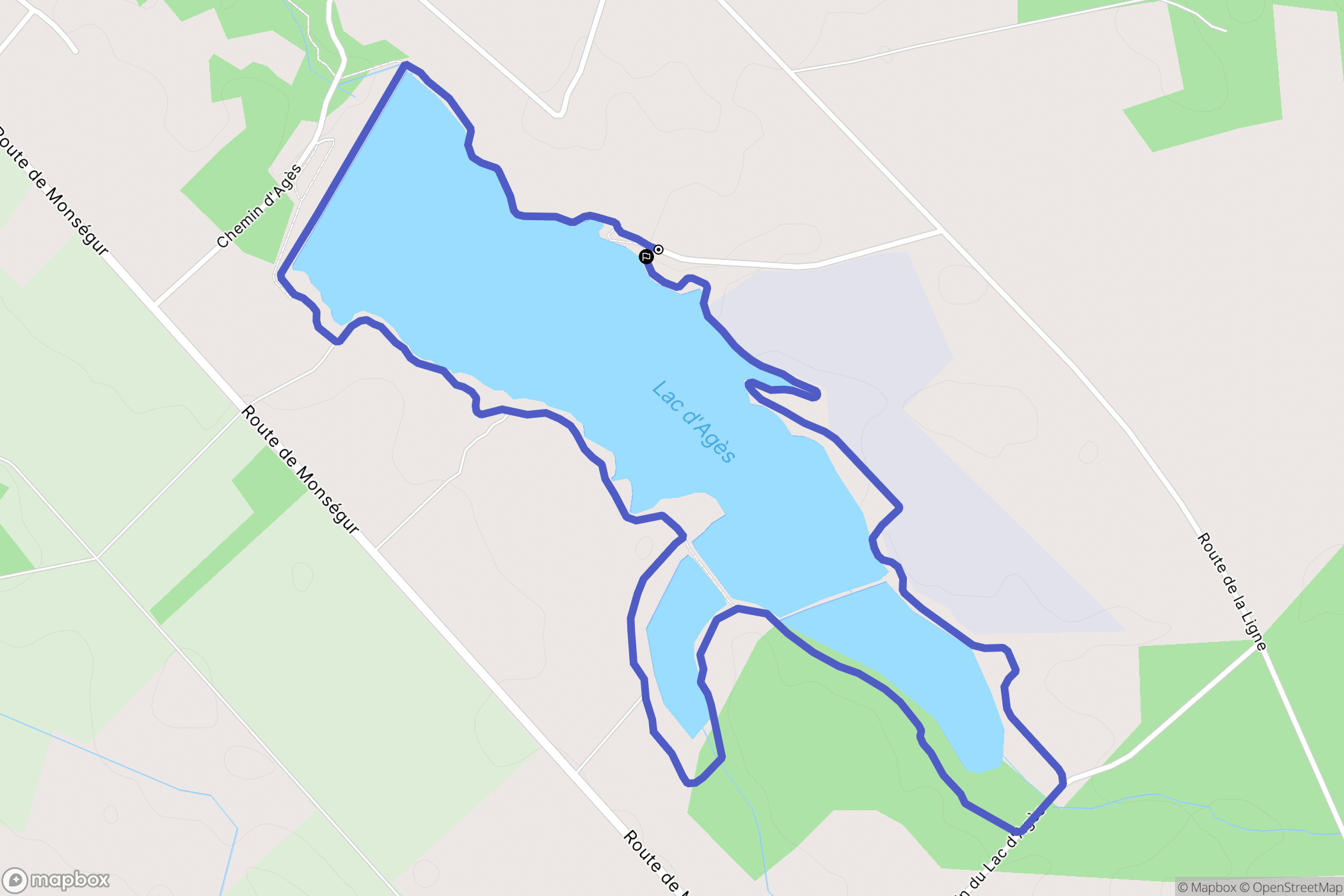 Monségur : carte du parcours de randonnée - France