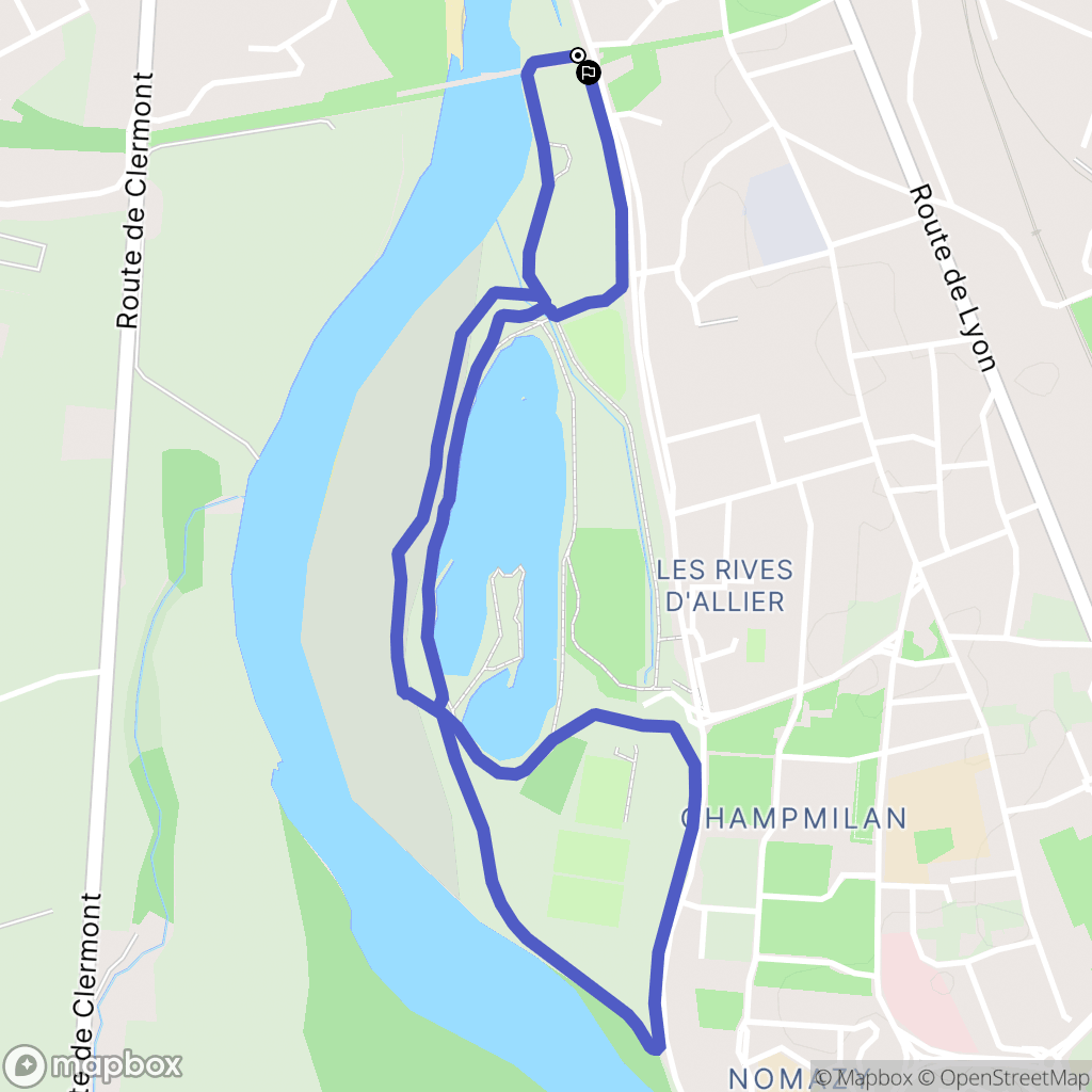 Moulins : carte du parcours de randonnée - France