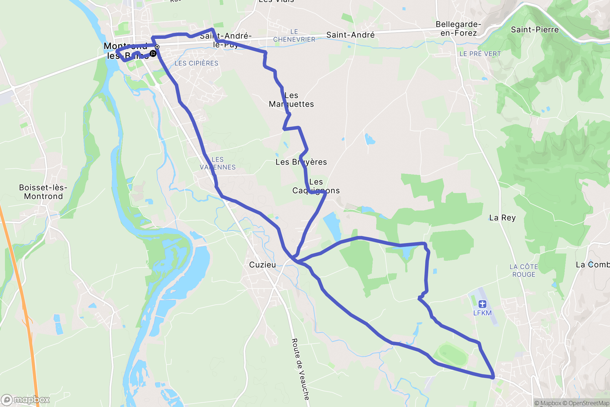 Montrond-les-Bains : carte du parcours de randonnée - France