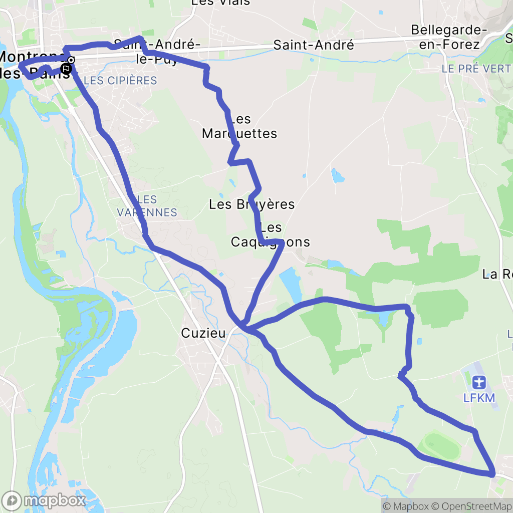 Montrond-les-Bains : carte du parcours de randonnée - France
