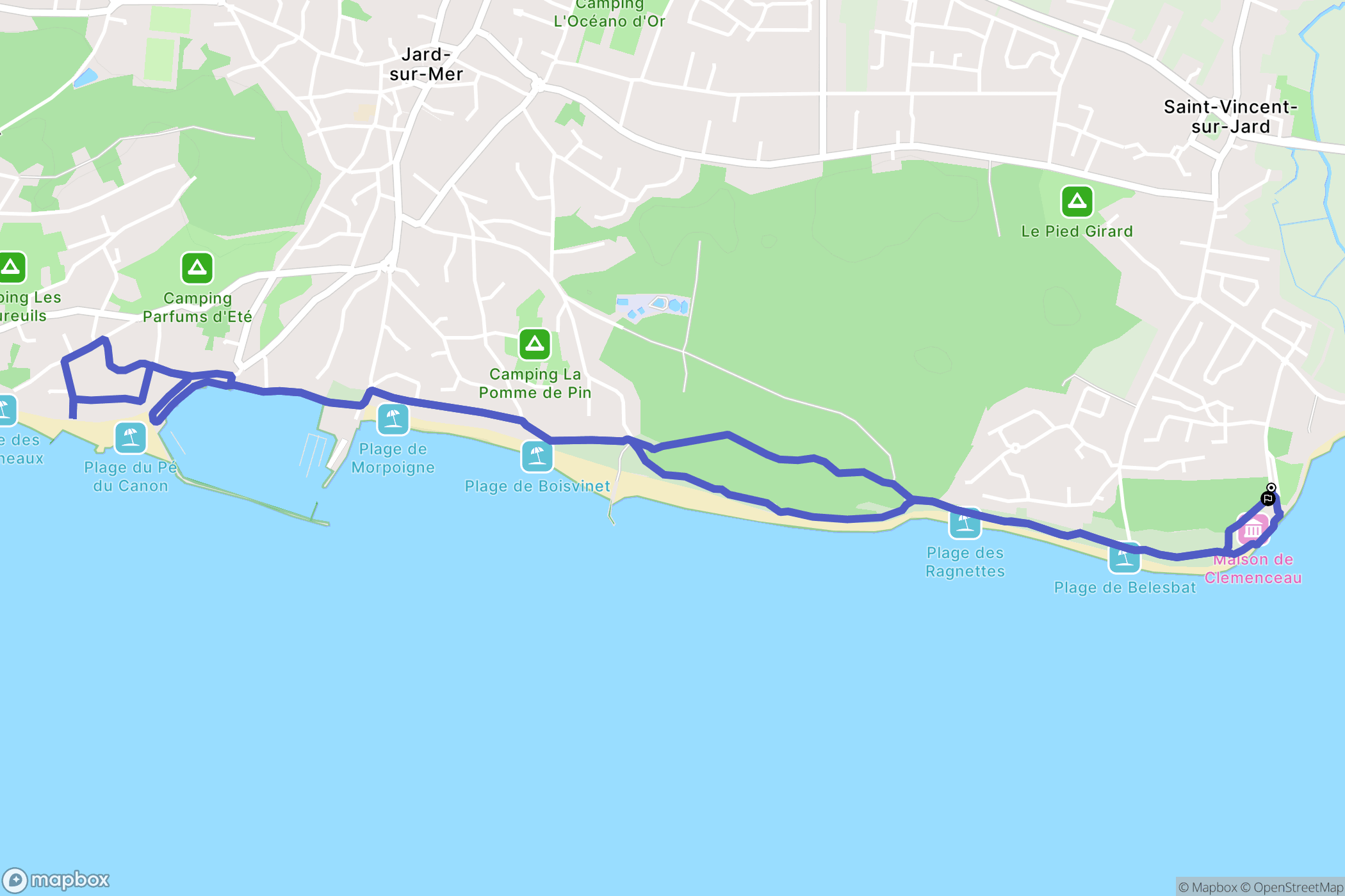 Saint-Vincent-sur-Jard : carte du parcours de randonnée - France