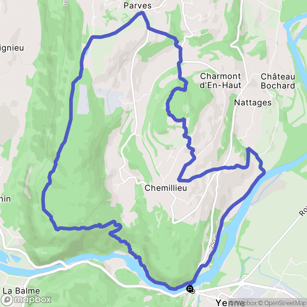 Yenne : carte du parcours de randonnée - France