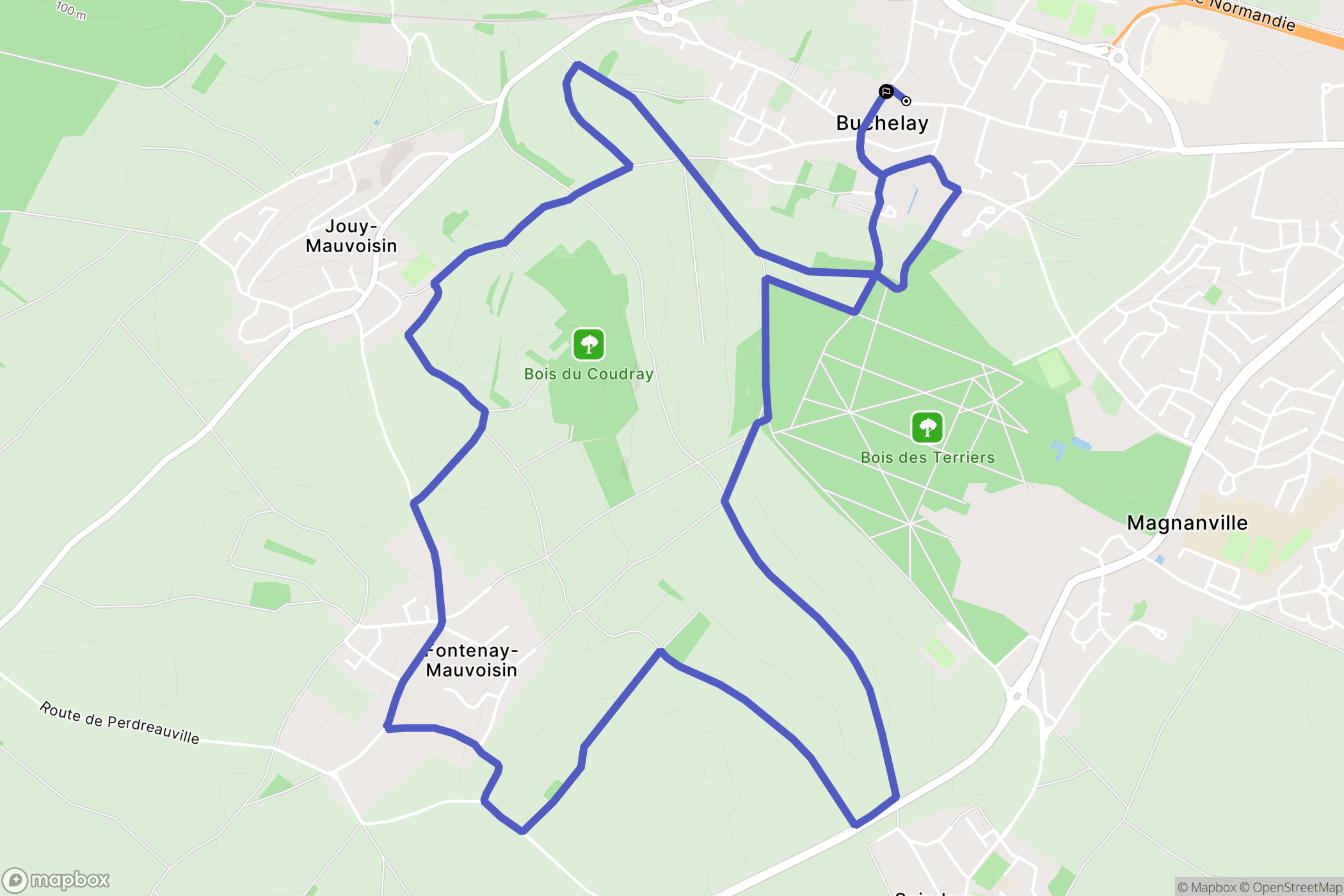 Buchelay : carte du parcours de randonnée - France