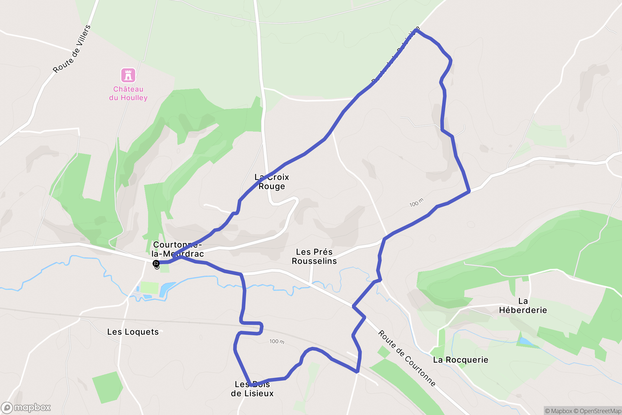 Courtonne-la-Meurdrac : carte du parcours de randonnée - France