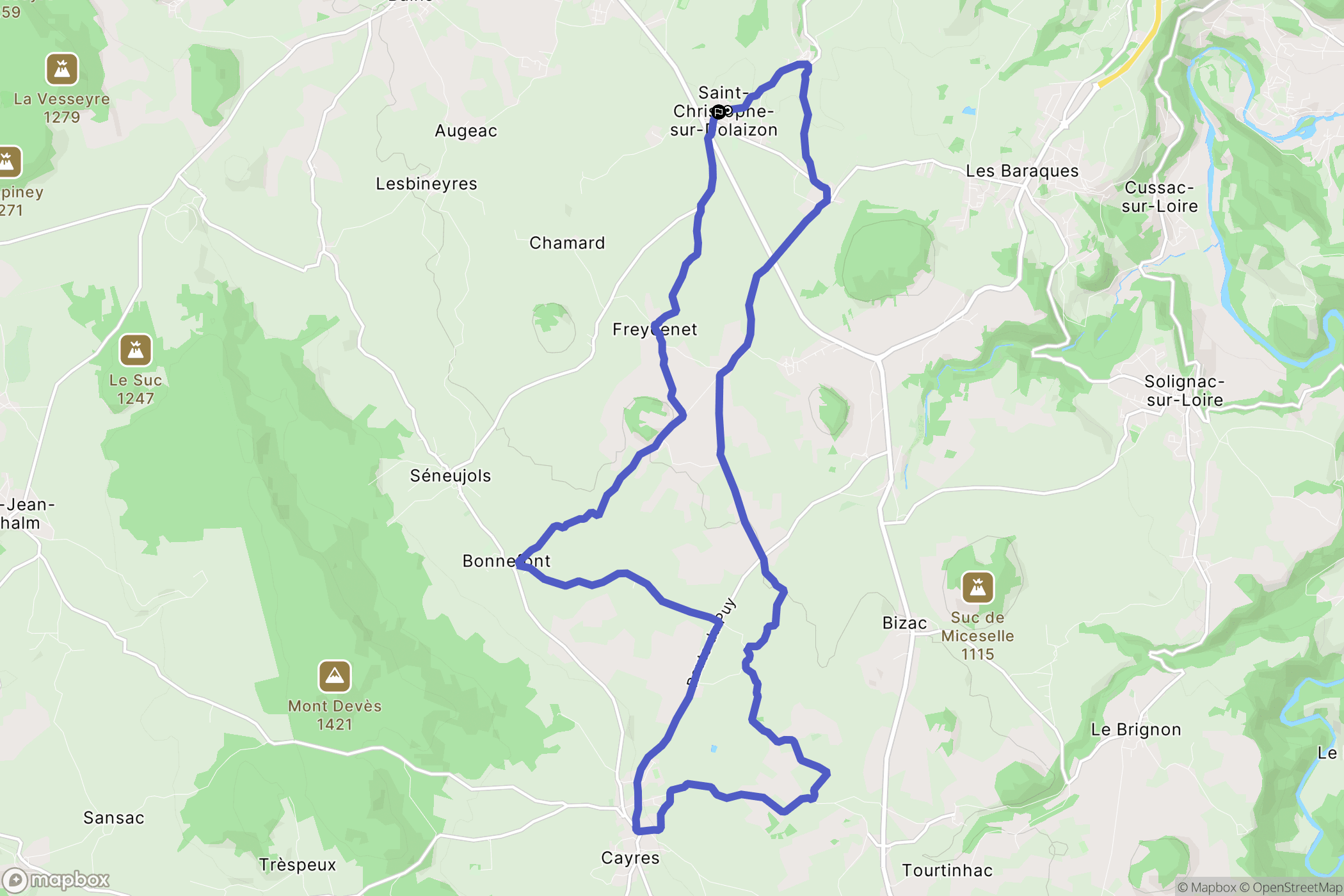 Saint-Christophe-sur-Dolaison : carte du parcours de randonnée - France