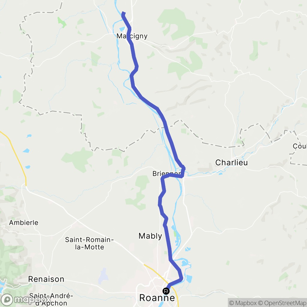 Roanne : carte du parcours de randonnée - France