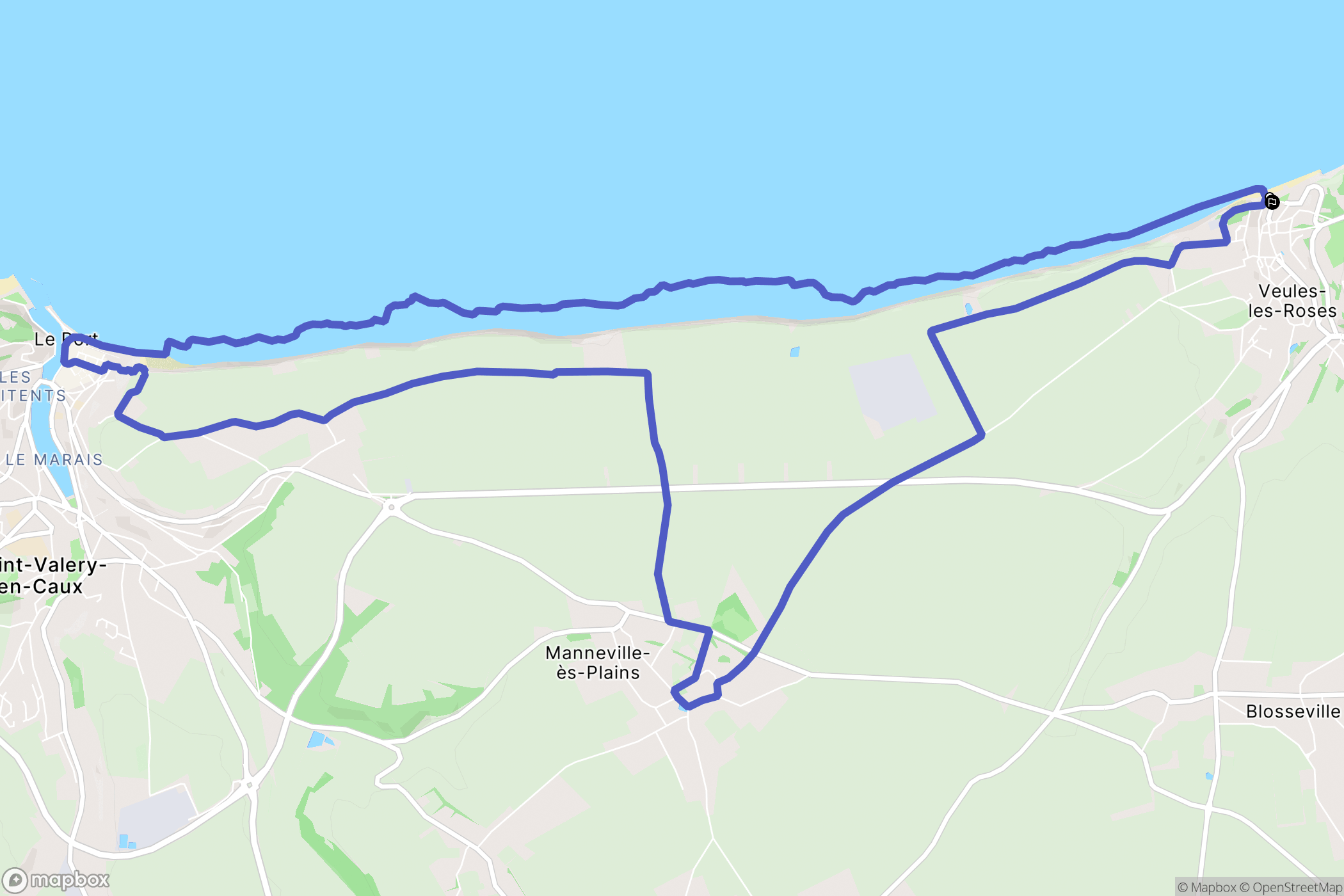 Veules-les-Roses : carte du parcours de randonnée - France
