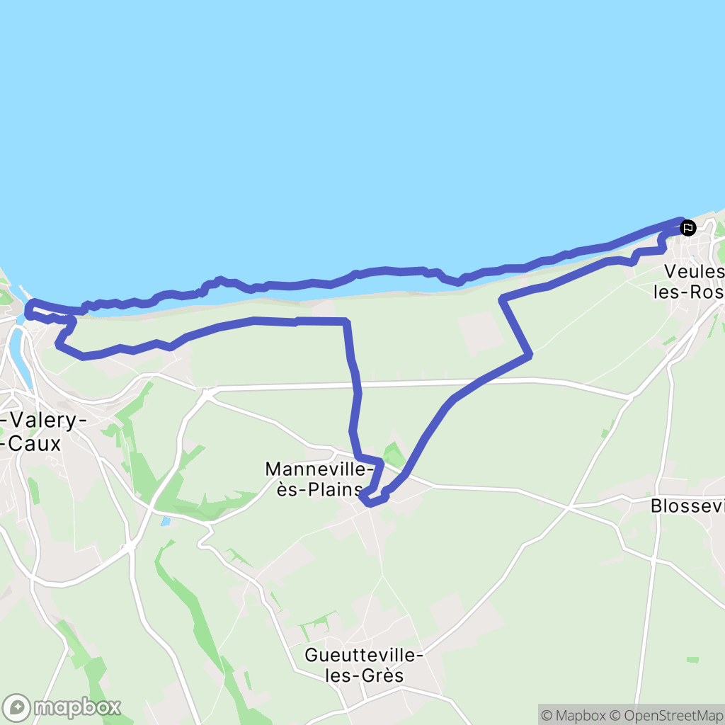 Veules-les-Roses : carte du parcours de randonnée - France