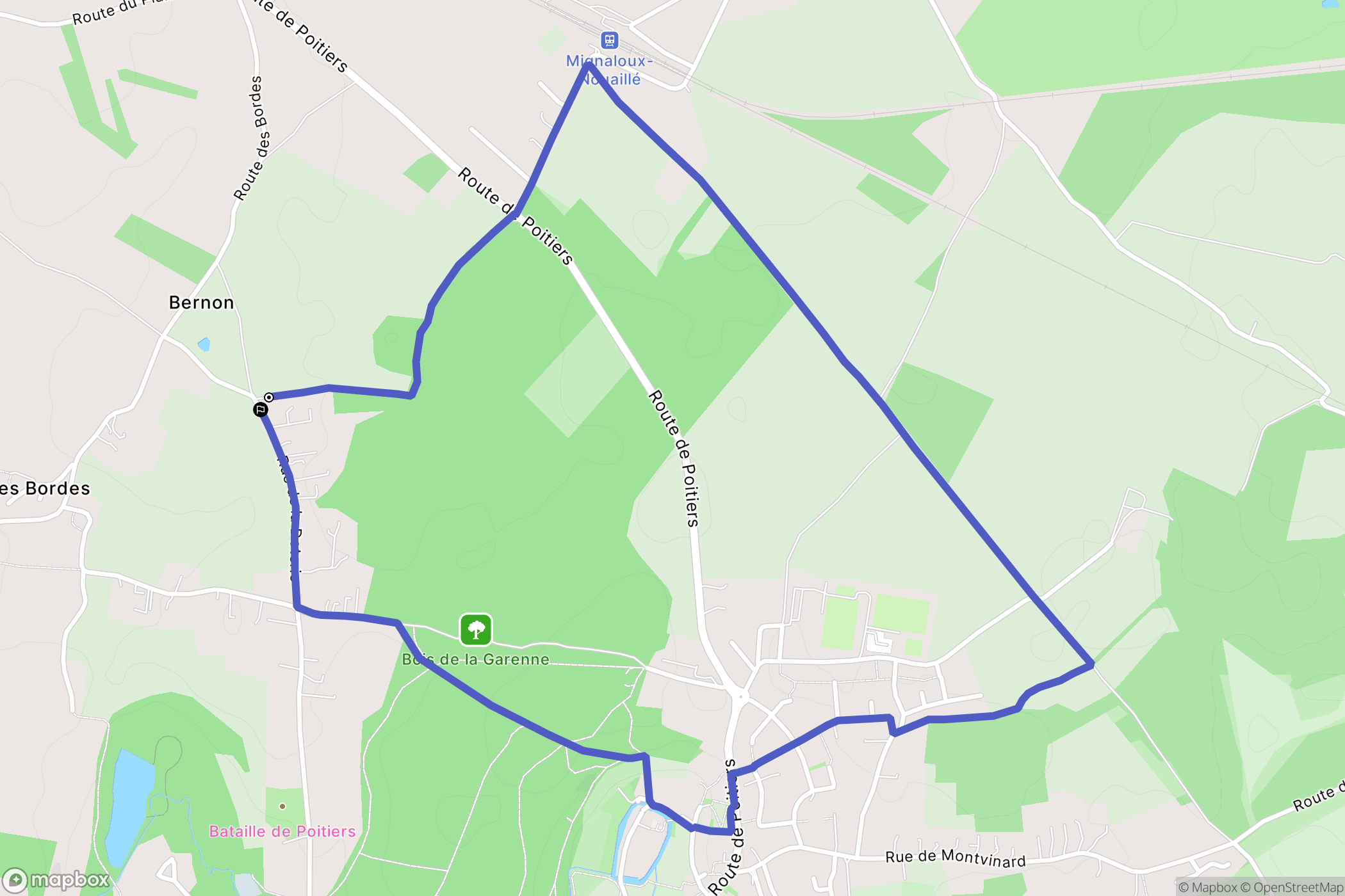 Nouaillé-Maupertuis : carte du parcours de randonnée - France