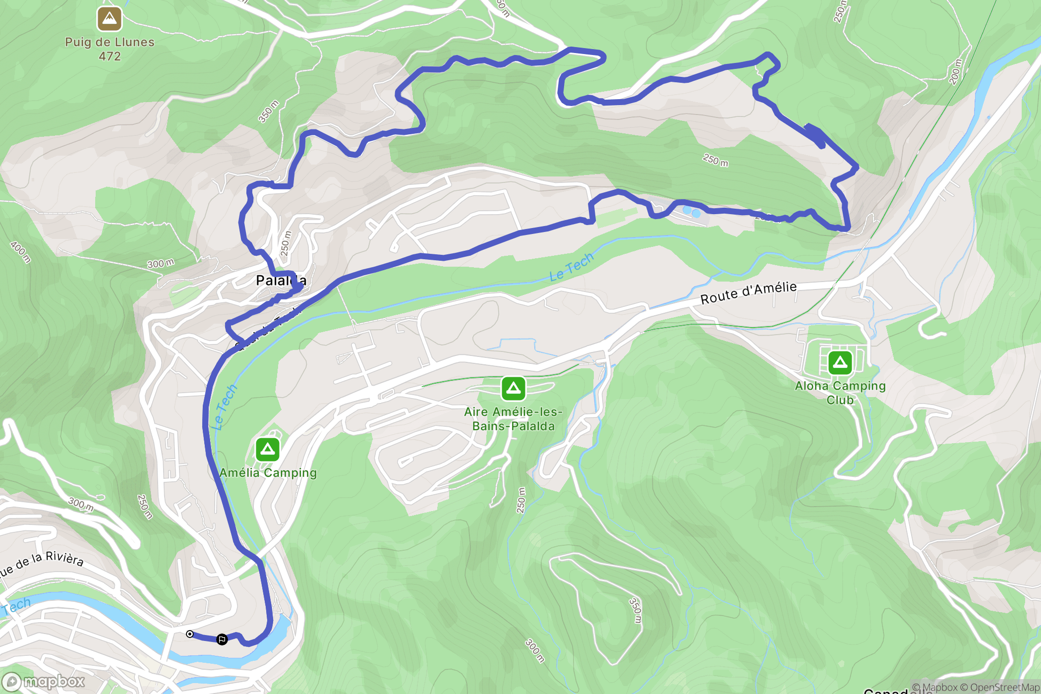 Amélie-les-Bains-Palalda : carte du parcours de randonnée - France