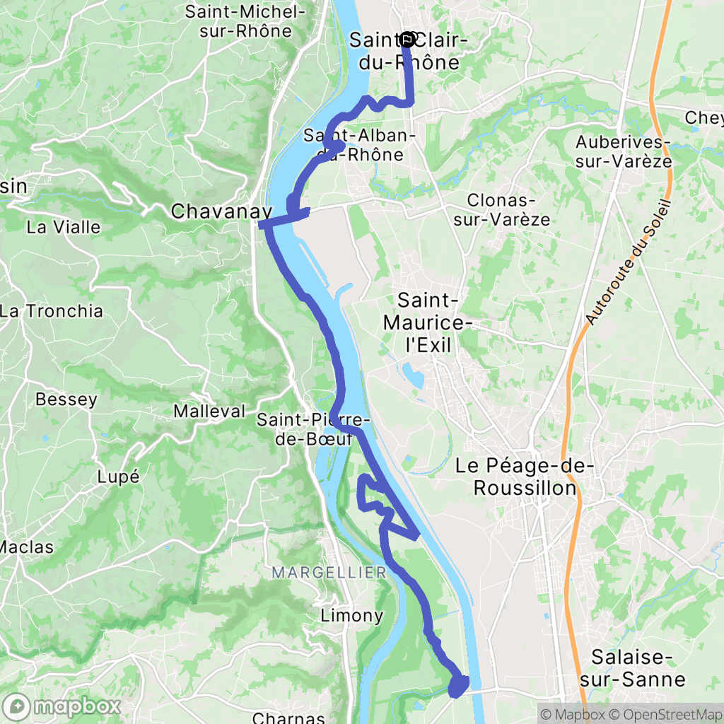 Saint-Clair-du-Rhône : carte du parcours de randonnée - France