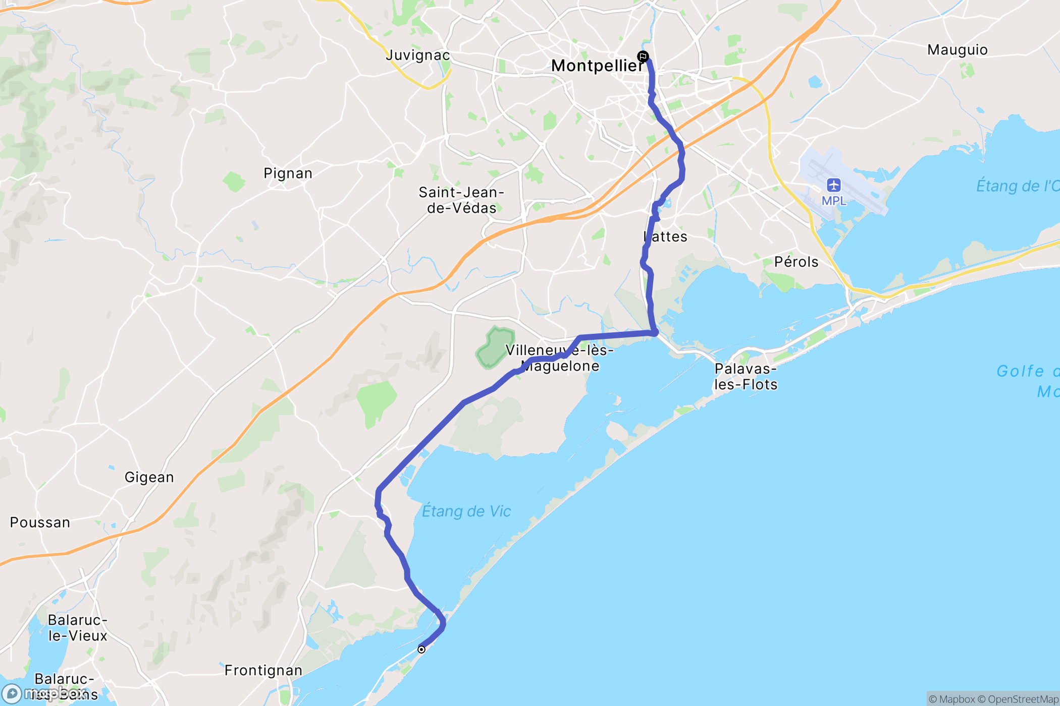 Frontignan : carte du parcours de randonnée - France