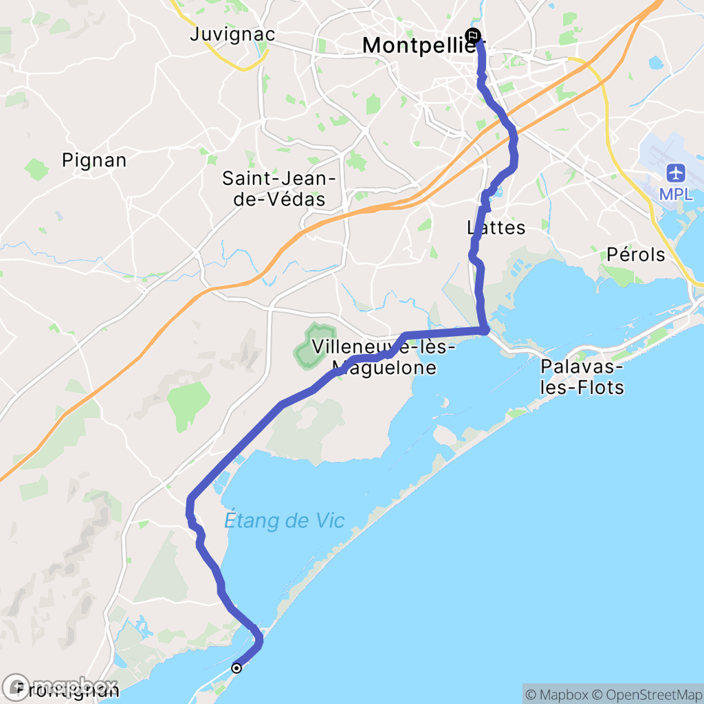 Frontignan : carte du parcours de randonnée - France