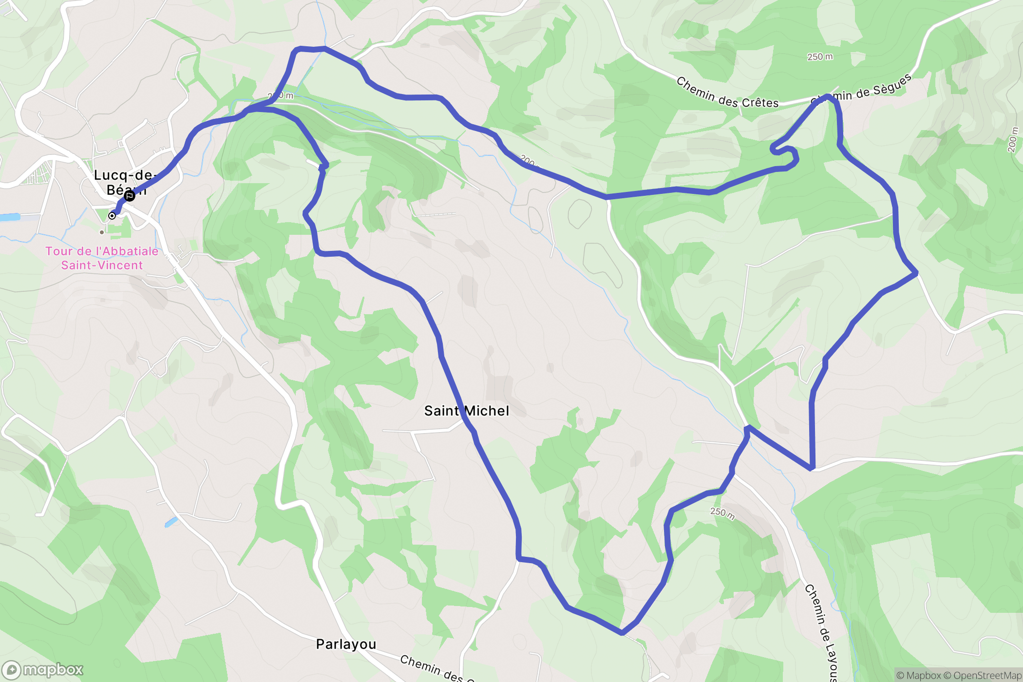 Lucq-de-Béarn : carte du parcours de randonnée - France