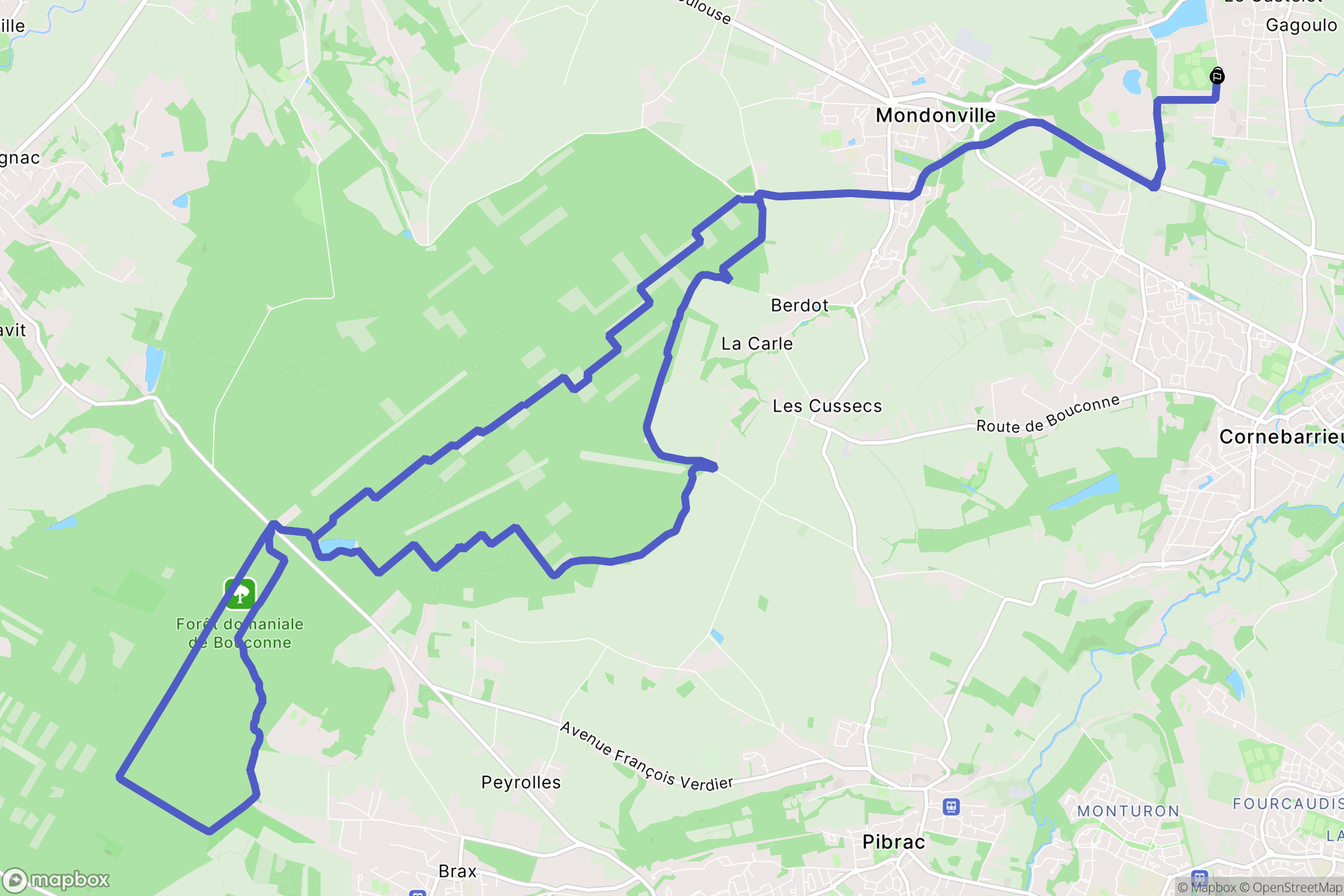 Aussonne : carte du parcours de randonnée - France