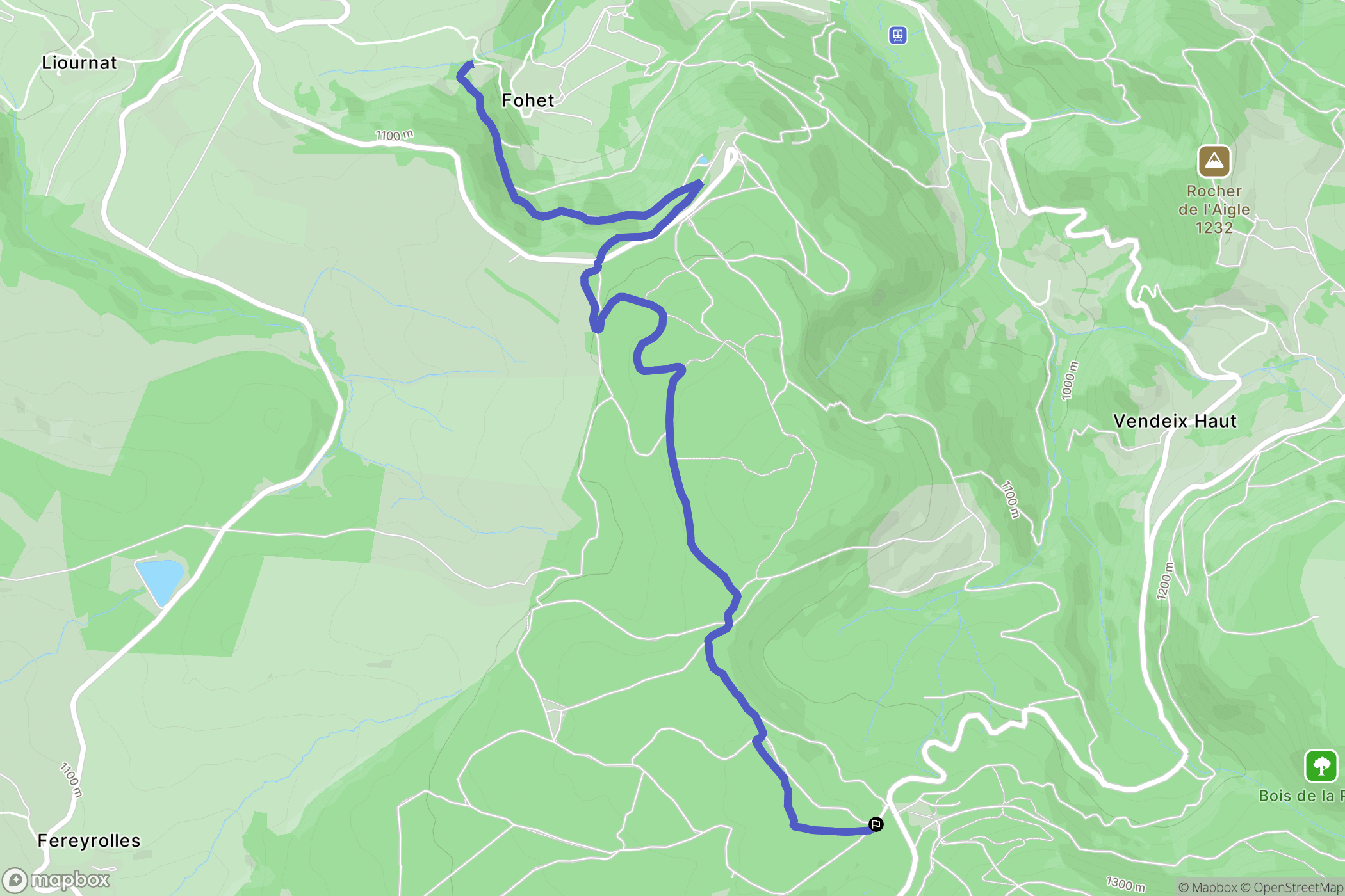 La Tour-d'Auvergne : carte du parcours de randonnée - France