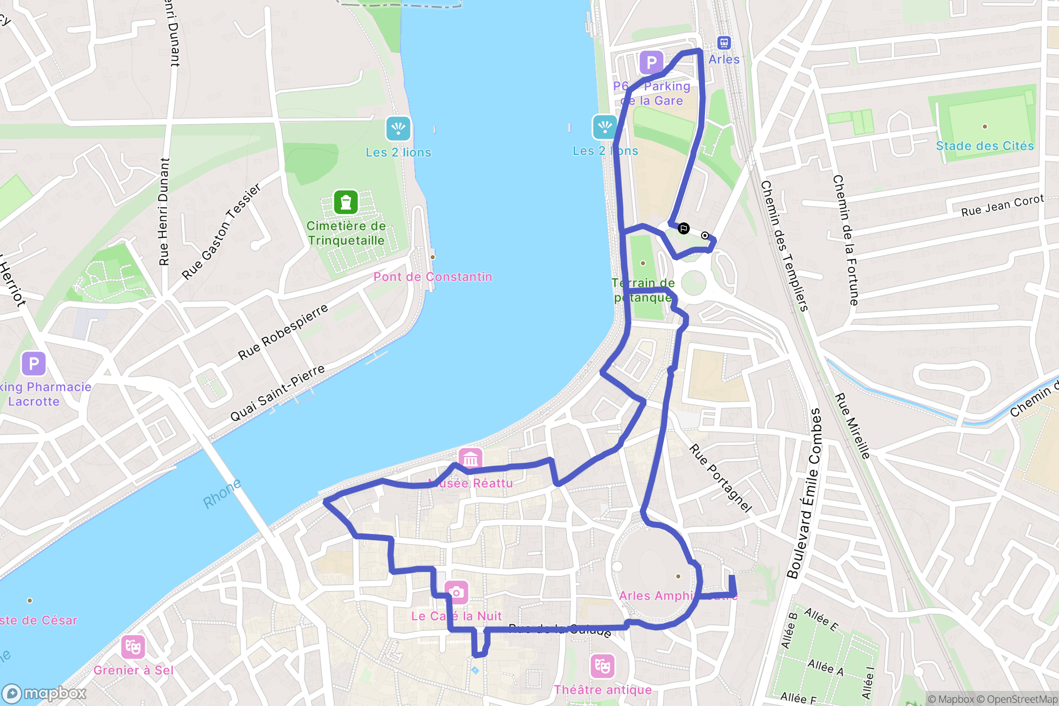 Arles : carte du parcours de randonnée - France