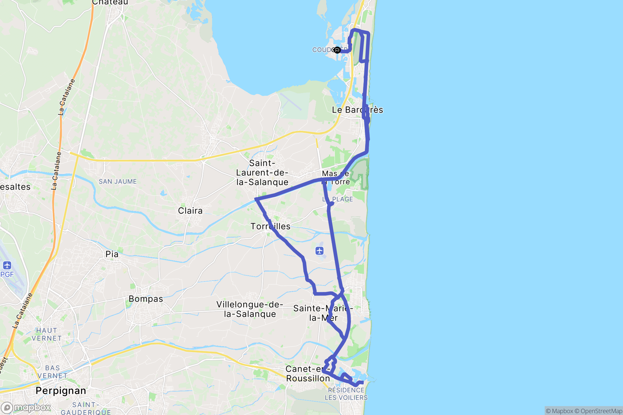 Le Barcarès : carte du parcours de randonnée - France