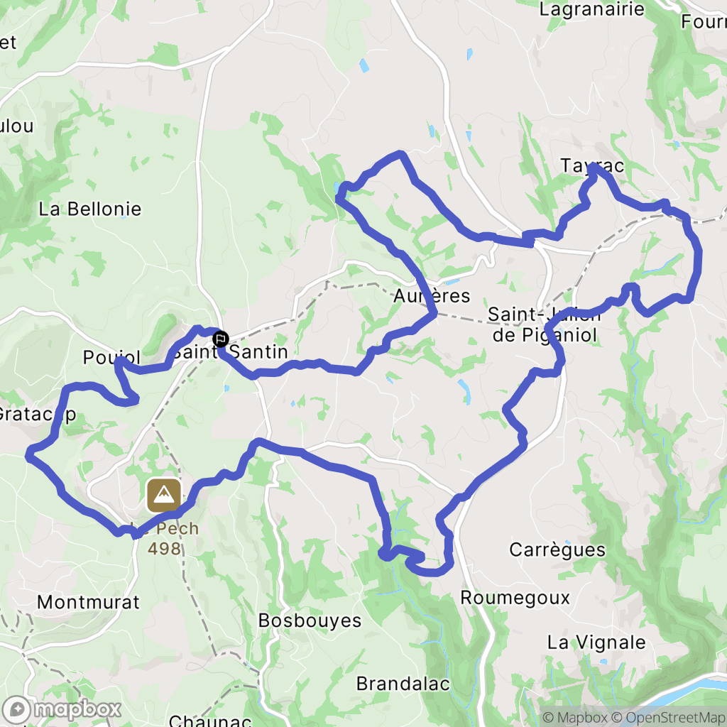 Saint-Santin : carte du parcours de randonnée - France