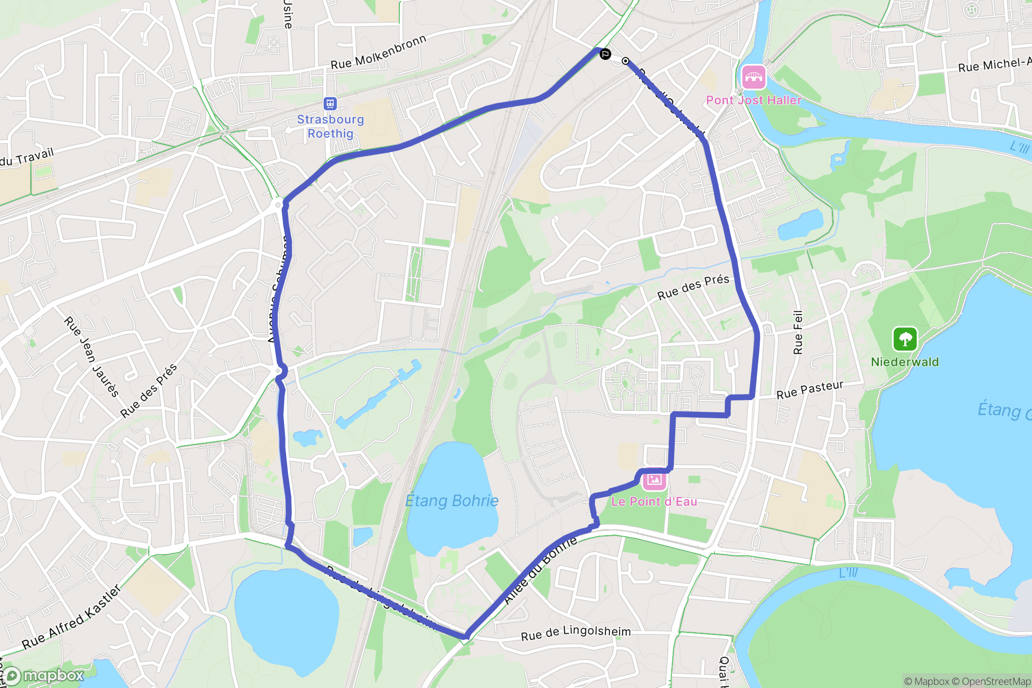 Strasbourg : carte du parcours de randonnée - France