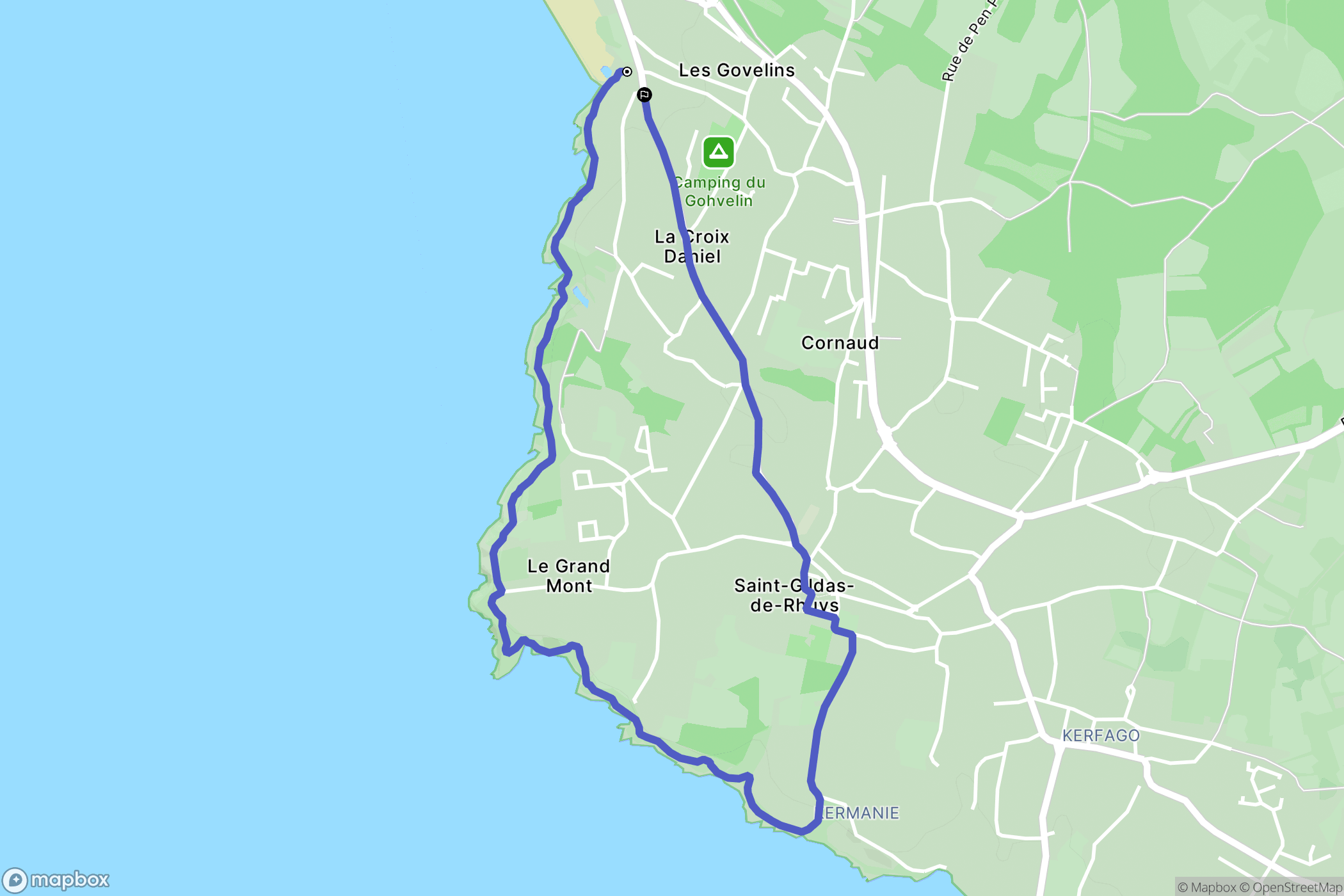 Saint-Gildas-de-Rhuys : carte du parcours de randonnée - France