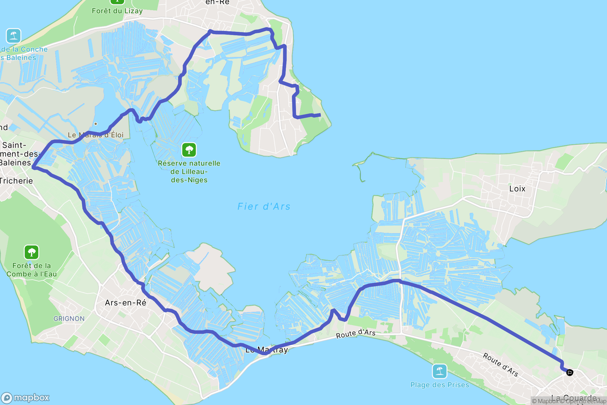 La Couarde-sur-Mer : carte du parcours de randonnée - France
