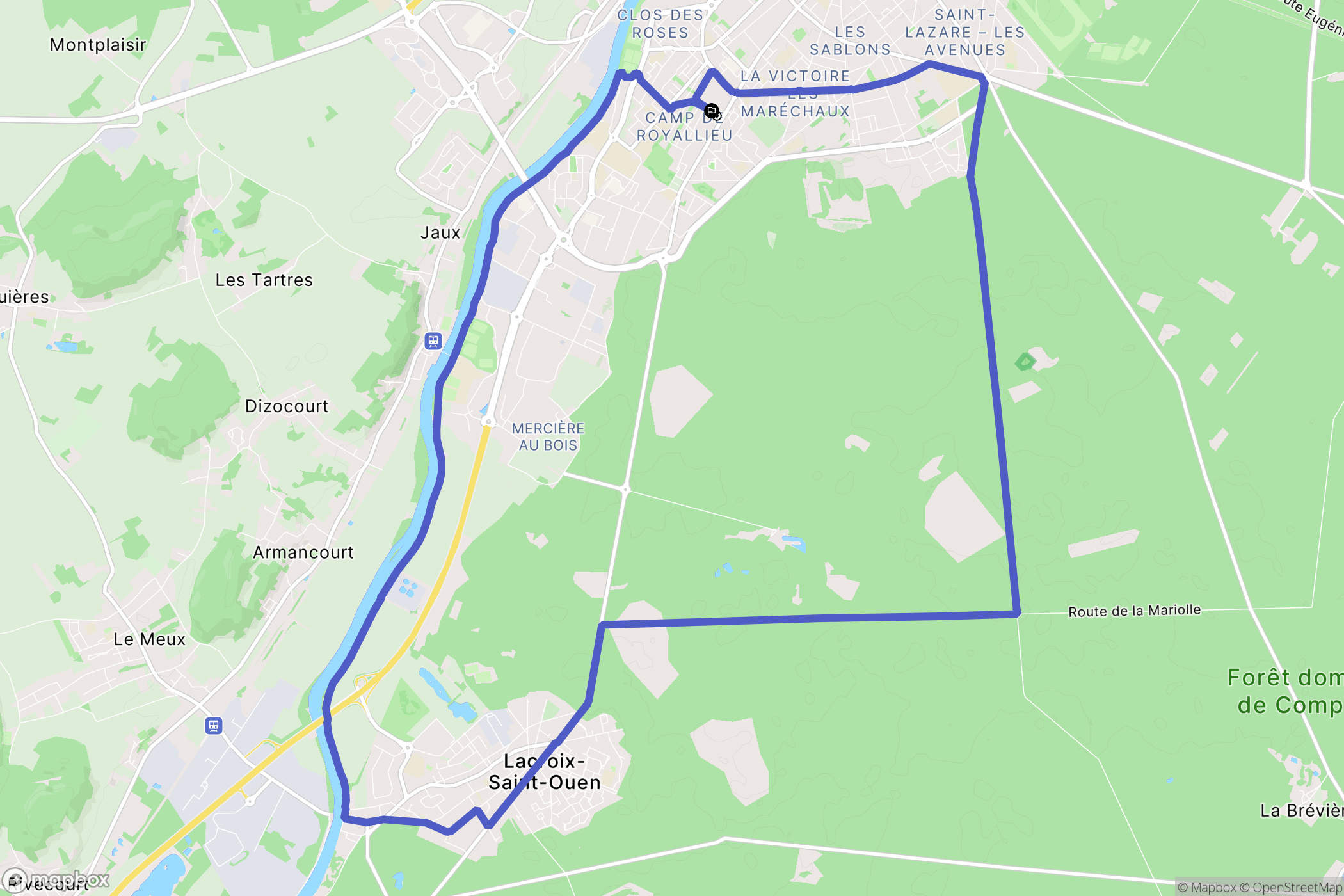 Compiègne : carte du parcours de randonnée - France