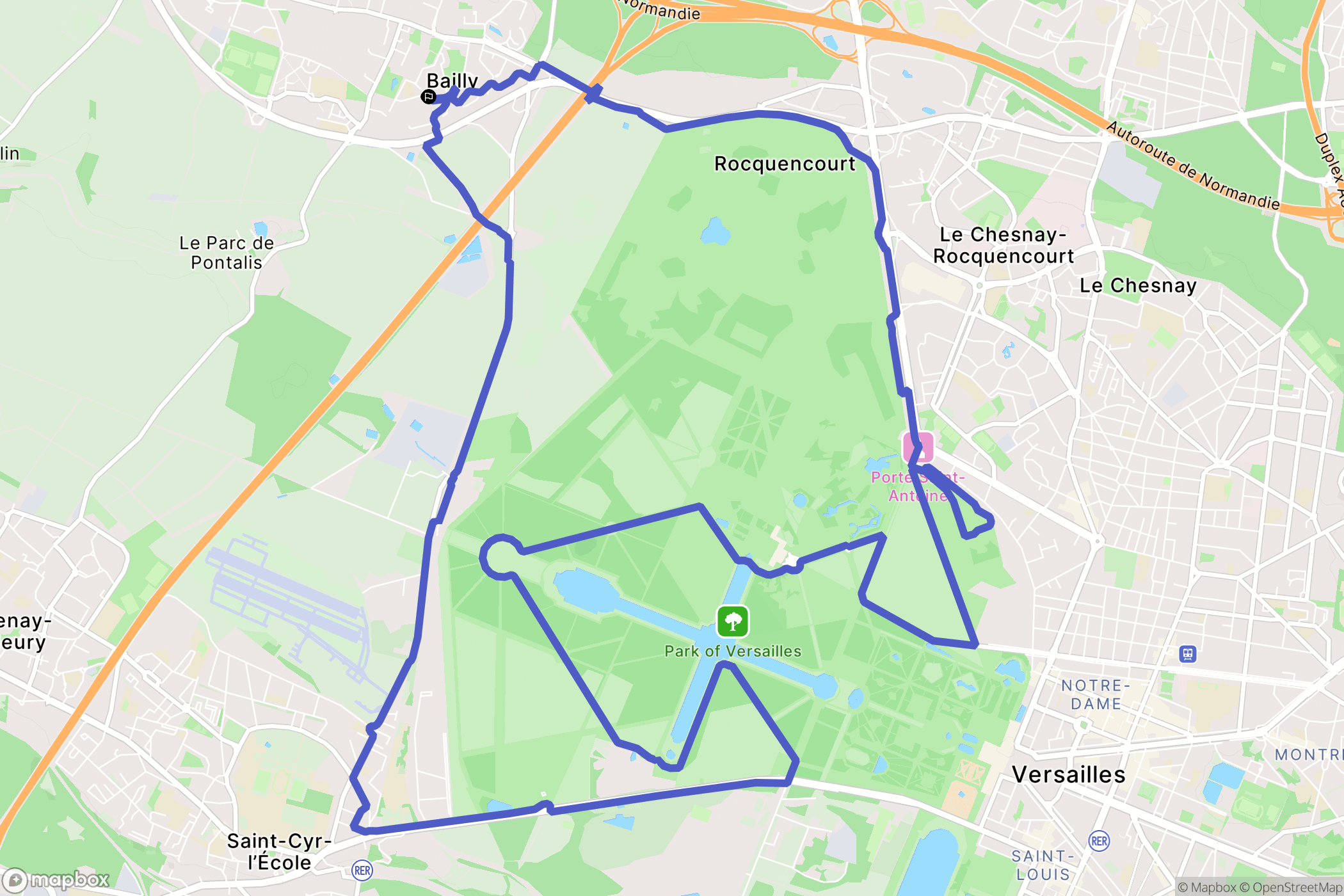 Noisy le Roi : carte du parcours de randonnée - France