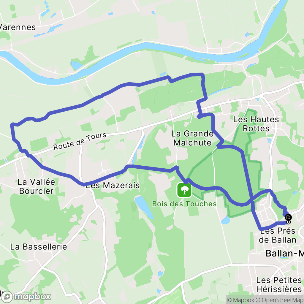 Ballan-Miré : carte du parcours de randonnée - France