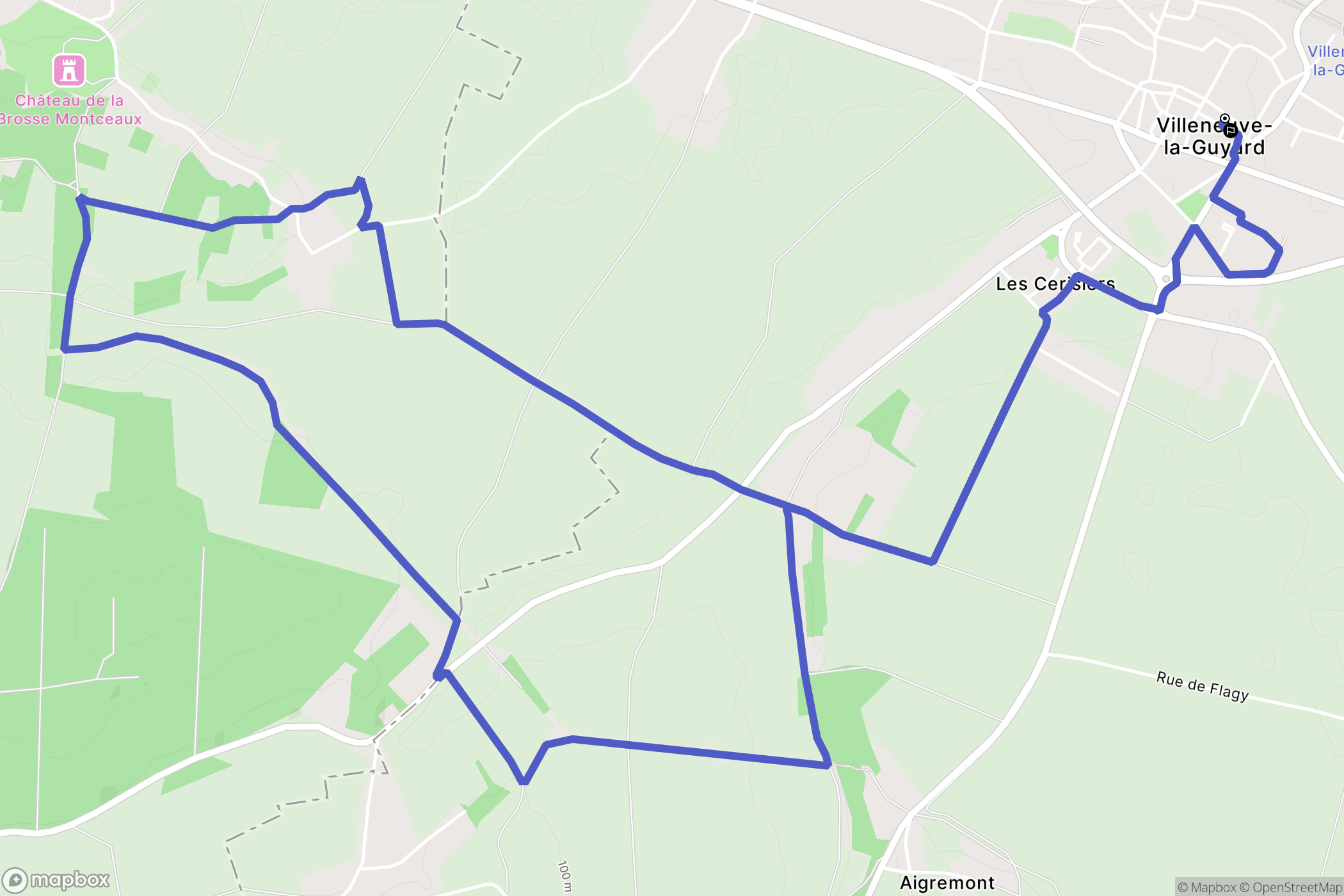 Villeneuve-la-Guyard : carte du parcours de randonnée - France
