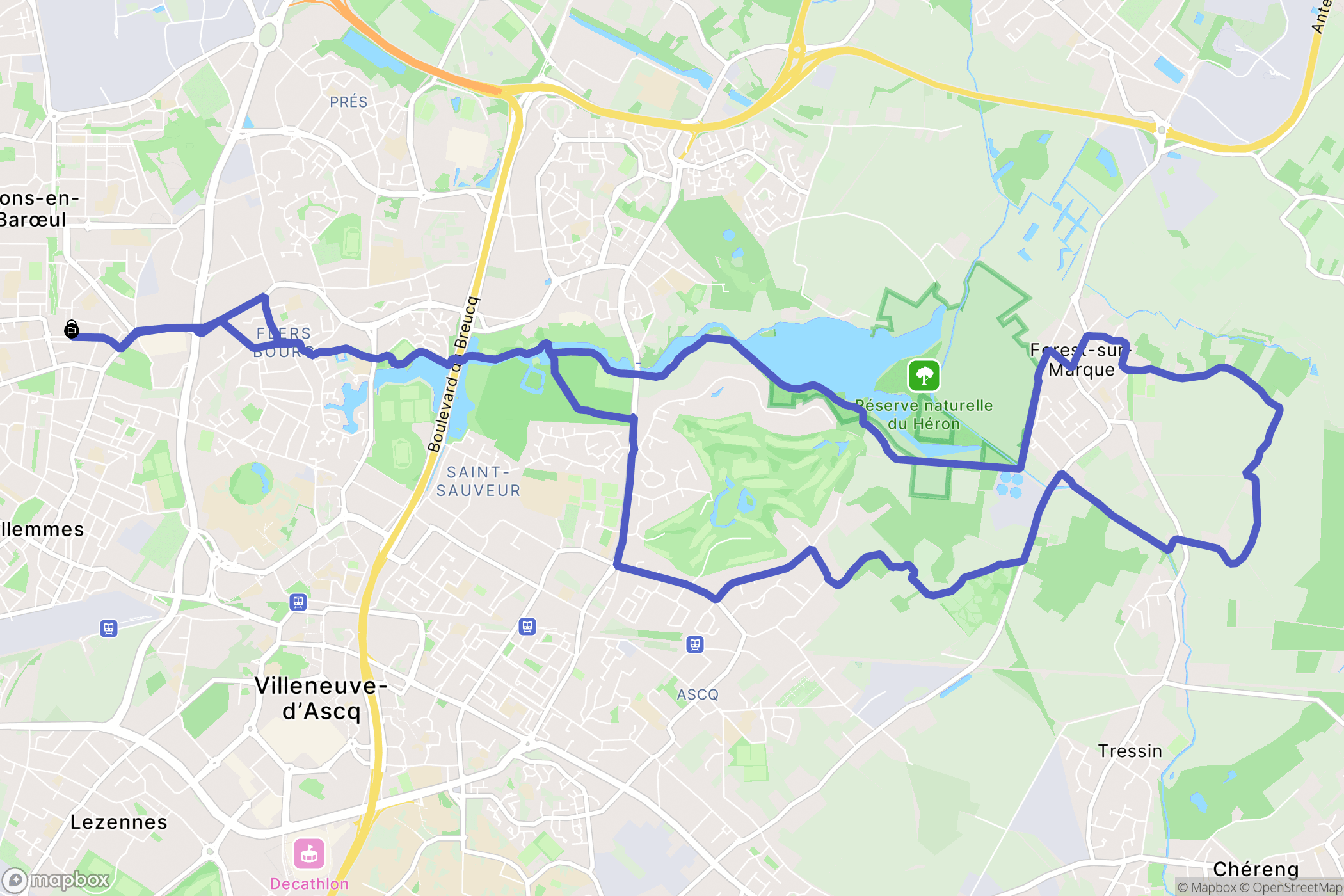 Mons-en-Barœul : carte du parcours de randonnée - France