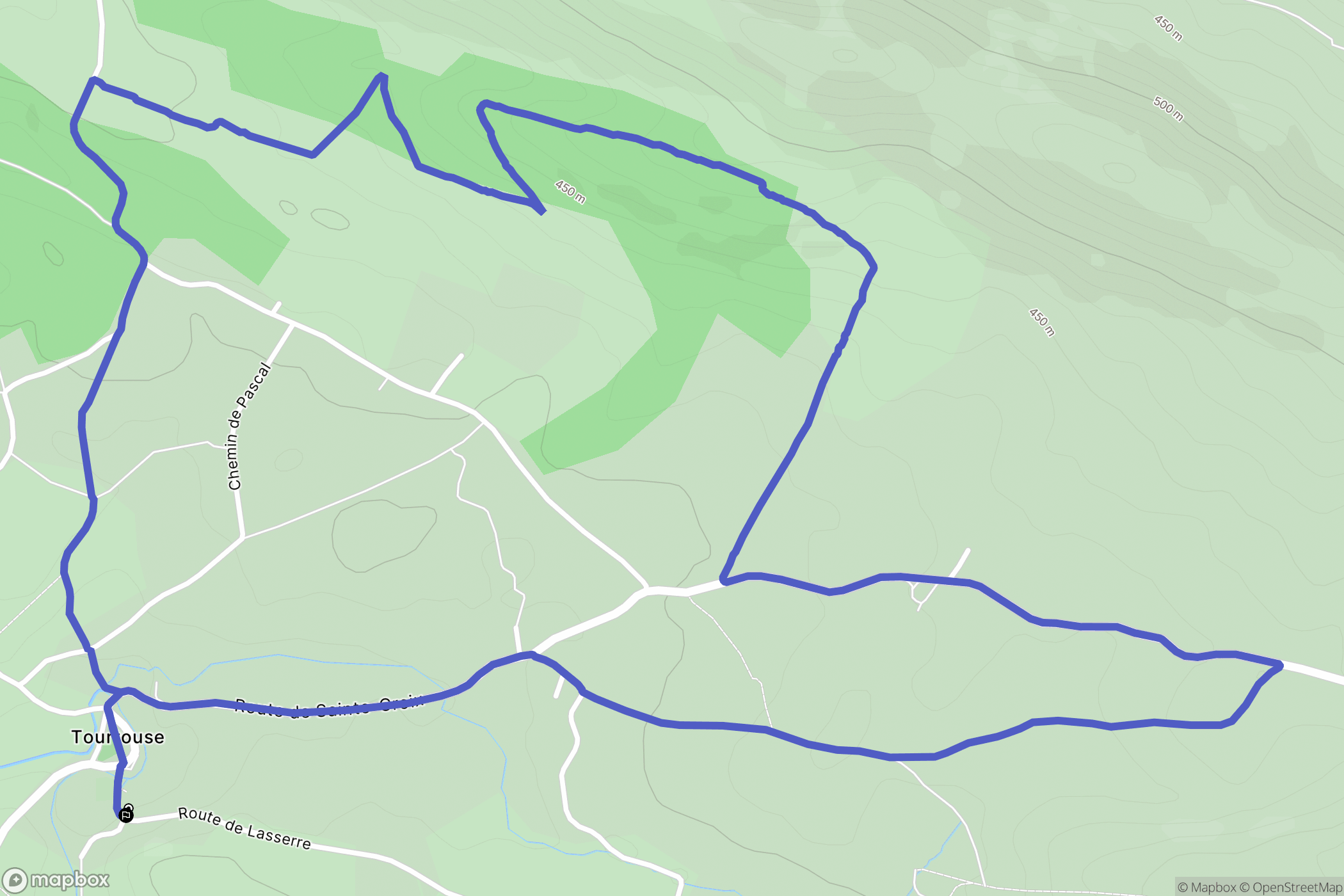 Tourtouse : carte du parcours de randonnée - France