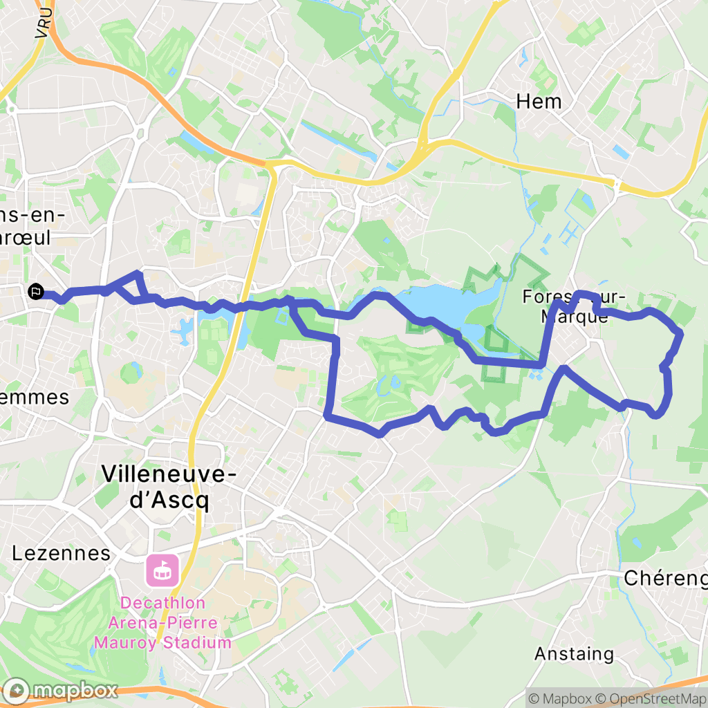 Mons-en-Barœul : carte du parcours de randonnée - France