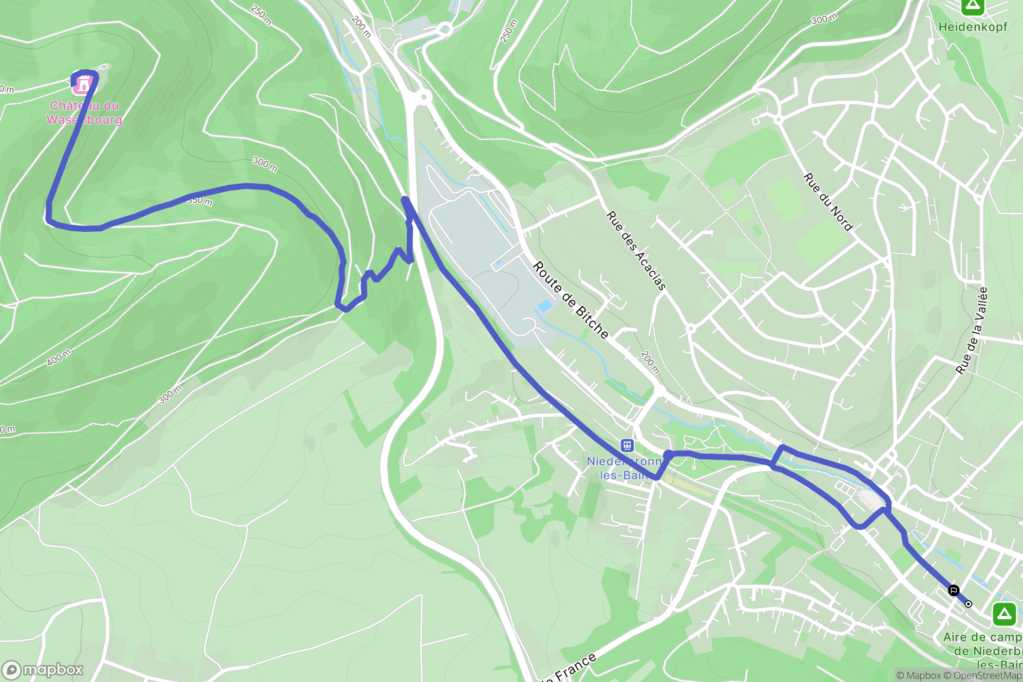 Niederbronn-les-Bains : carte du parcours de randonnée - France