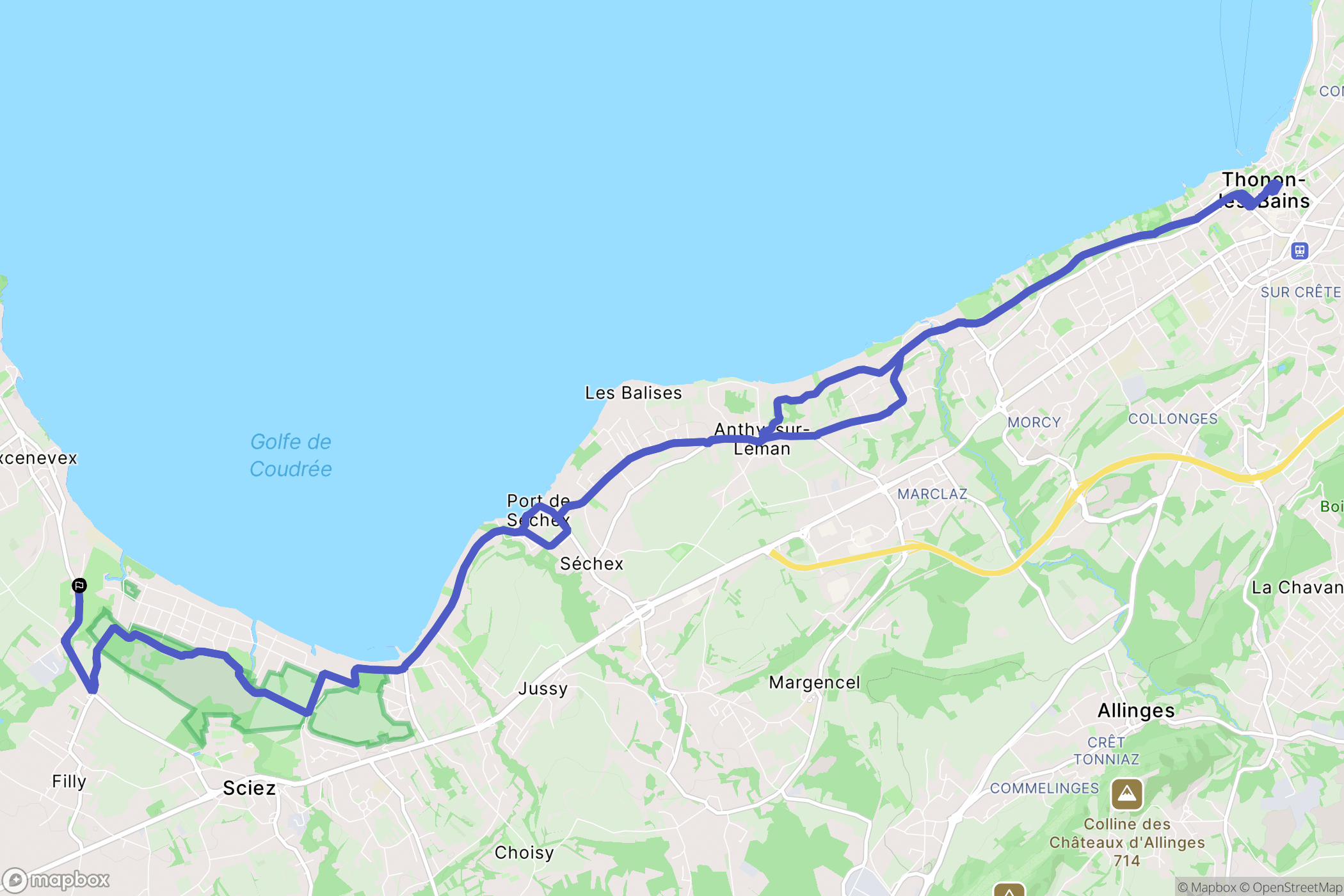 Excenevex : carte du parcours de randonnée - France