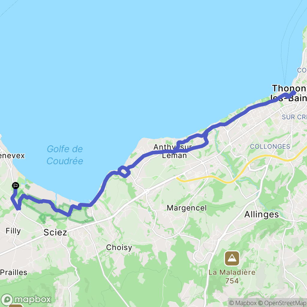 Excenevex : carte du parcours de randonnée - France