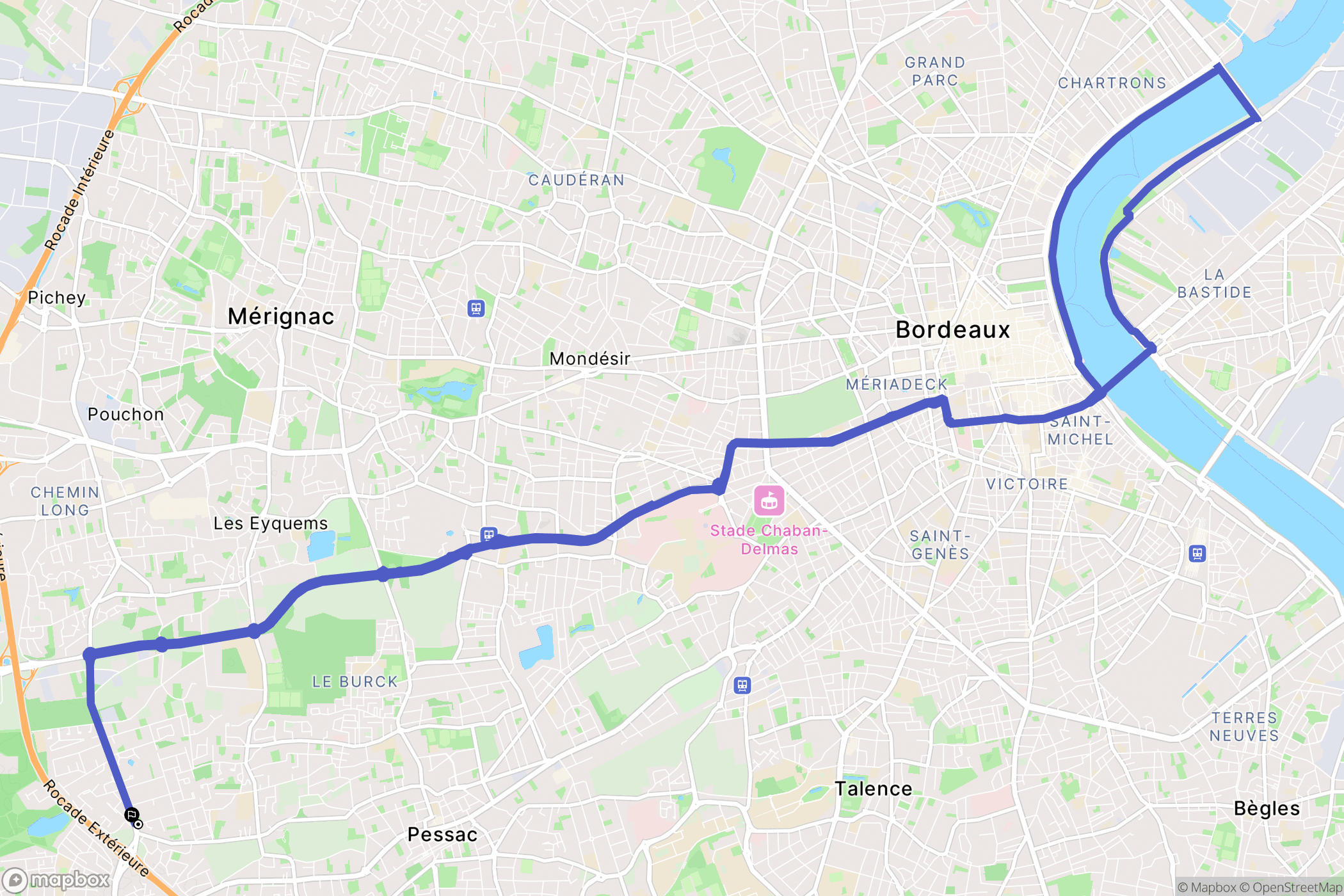 Pessac : carte du parcours de randonnée - France