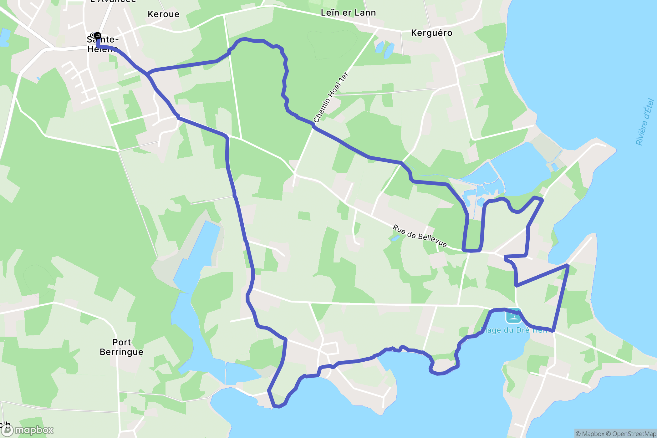 Sainte-Hélène : carte du parcours de randonnée - France